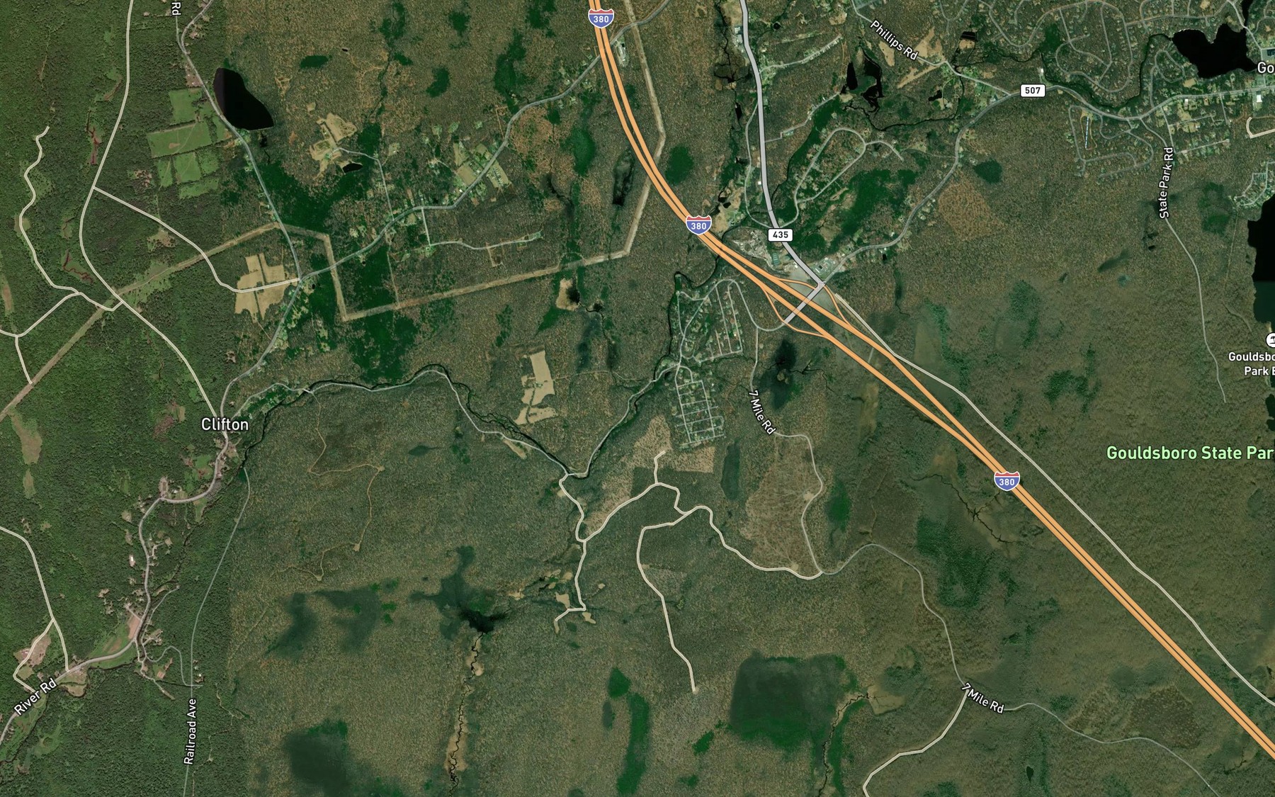 Satellite map of the Rucks Run