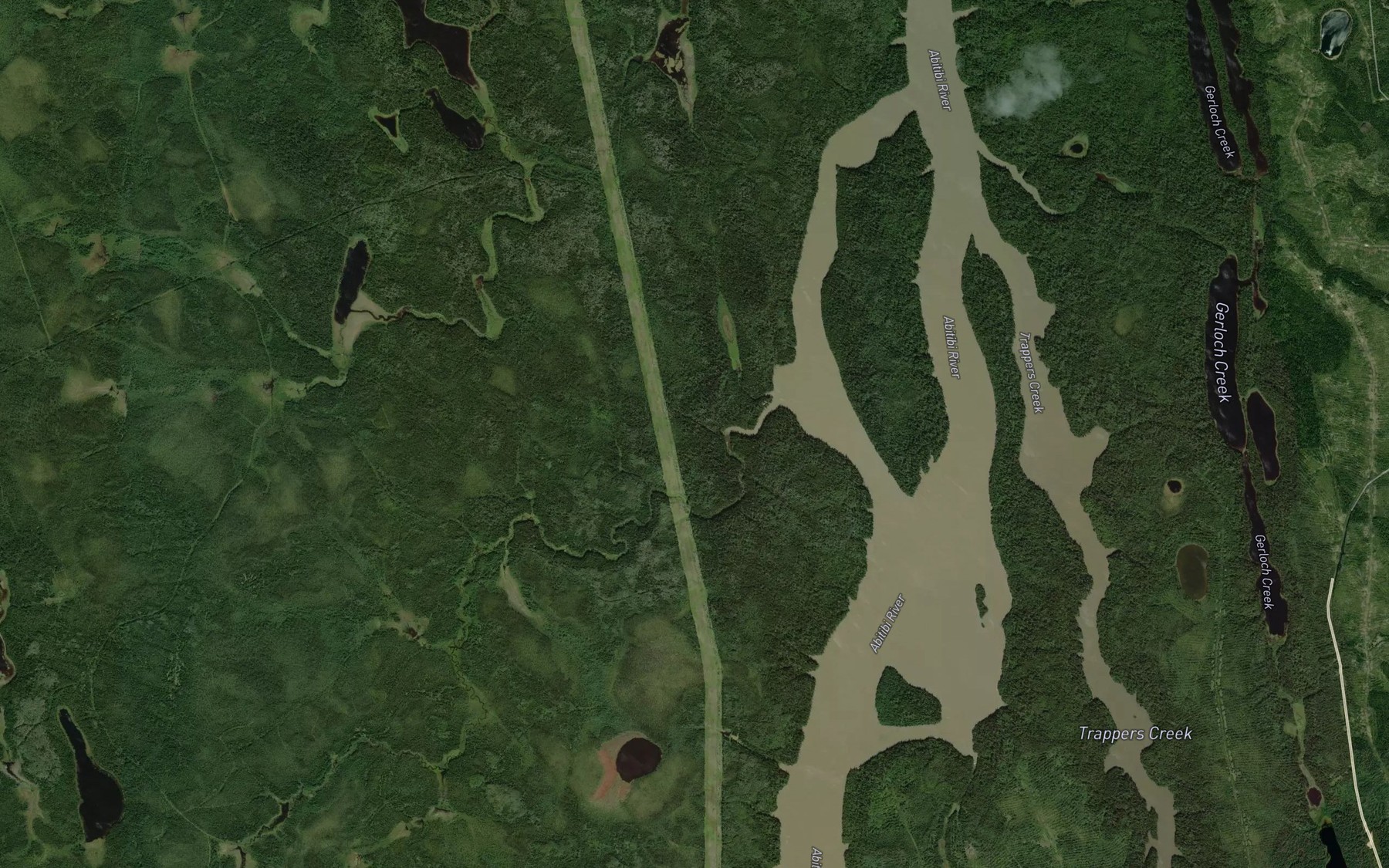 Satellite map of the Beniah Creek