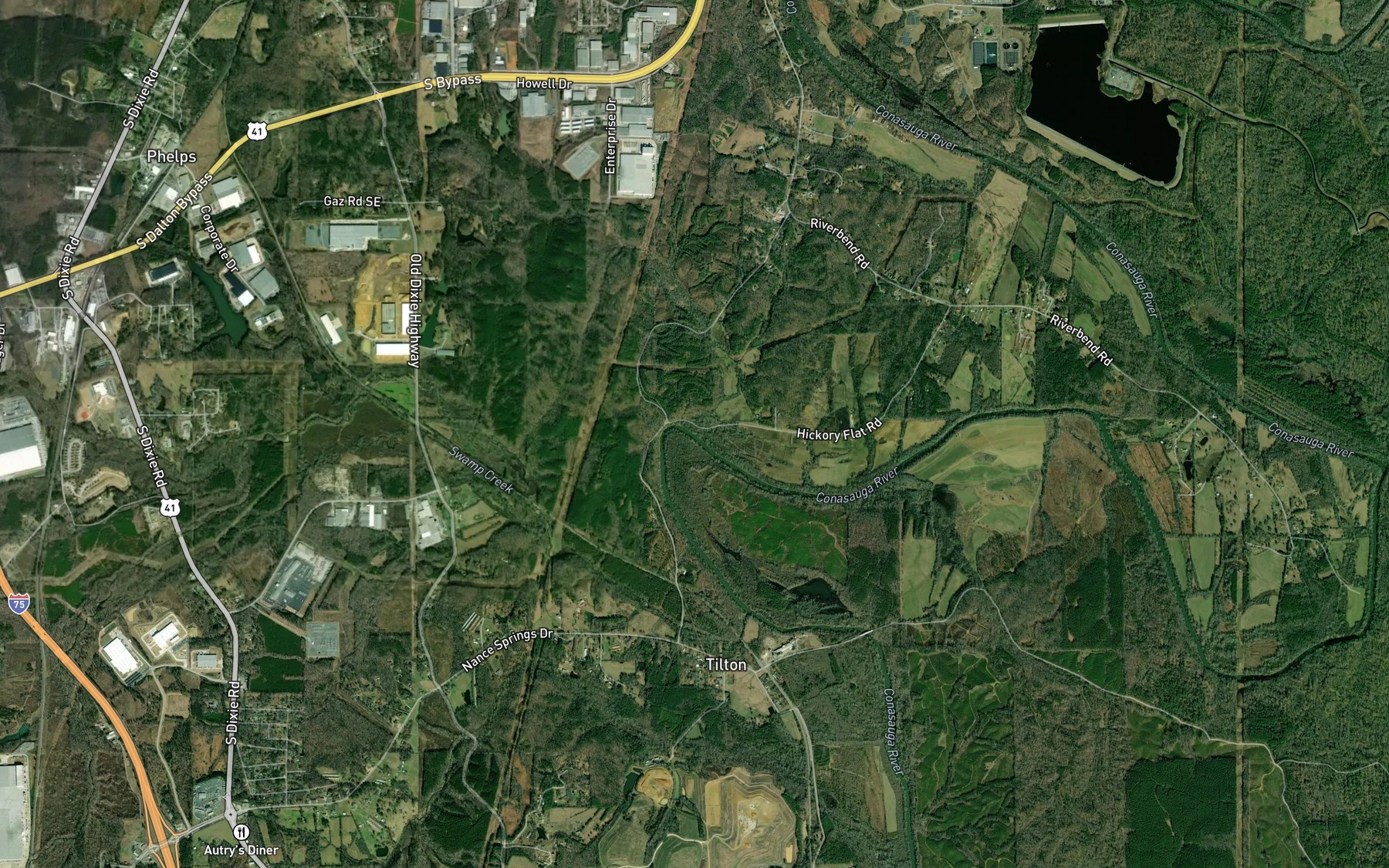 Satellite map of the Jobs Creek