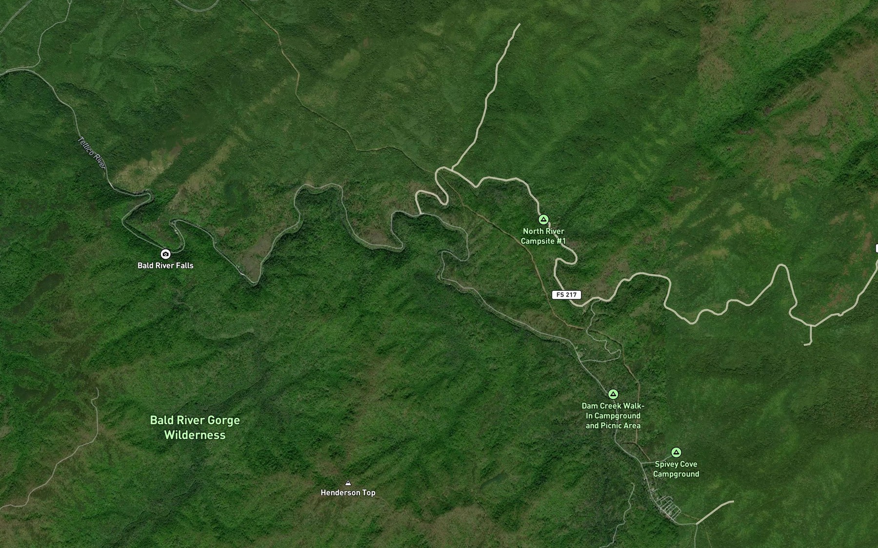Satellite map of the Panther Branch