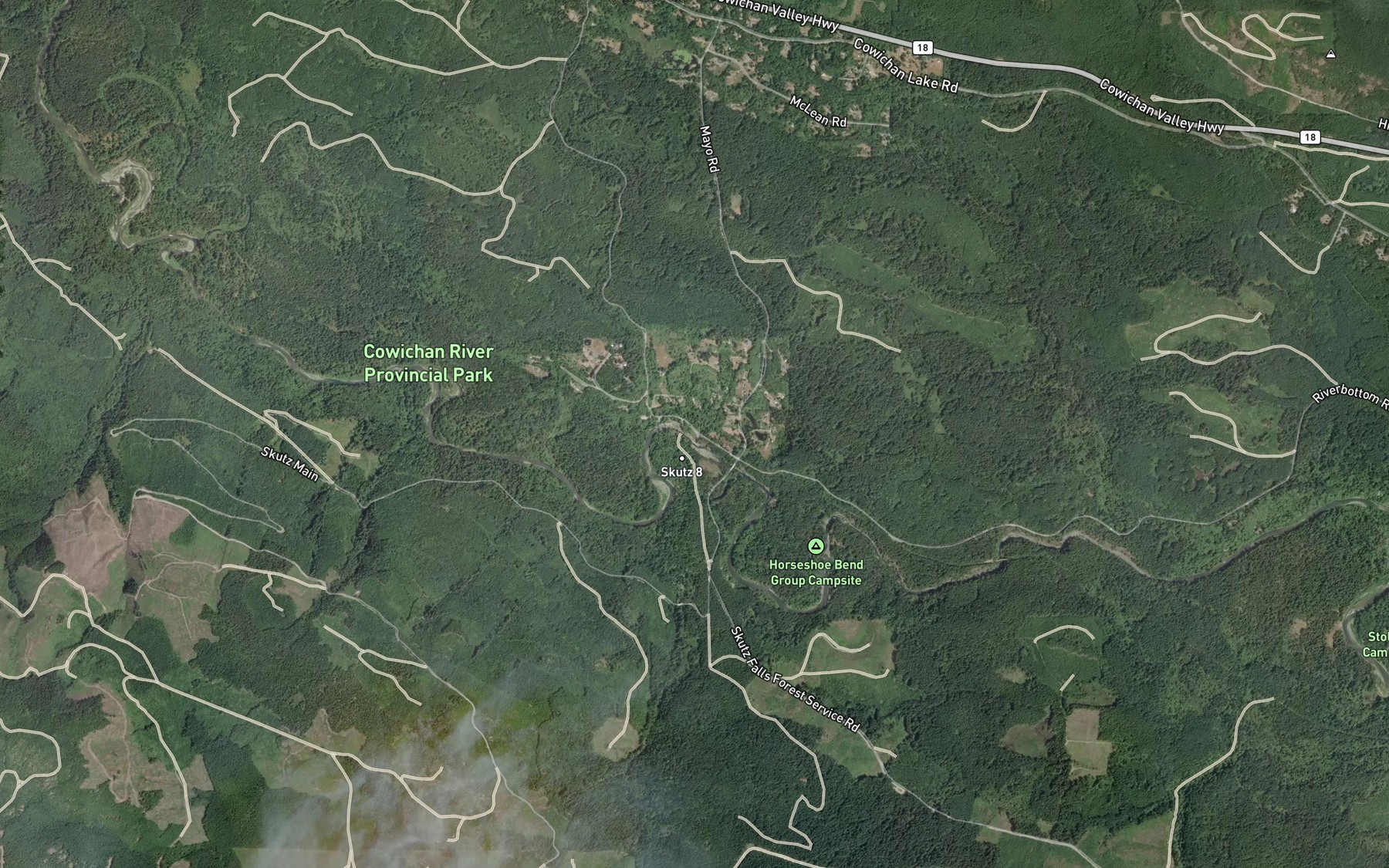 Satellite map of the Skutz Creek