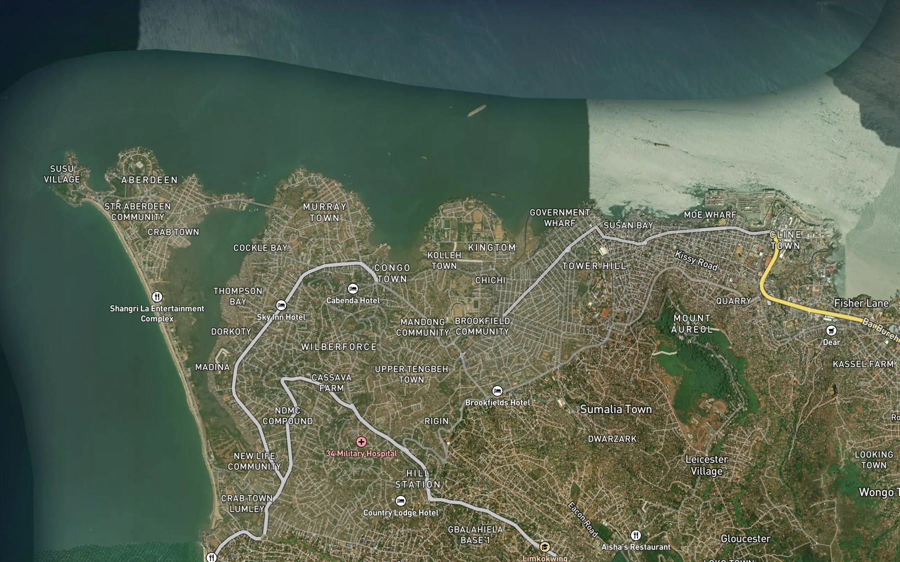 Satellite map of the Alligator River