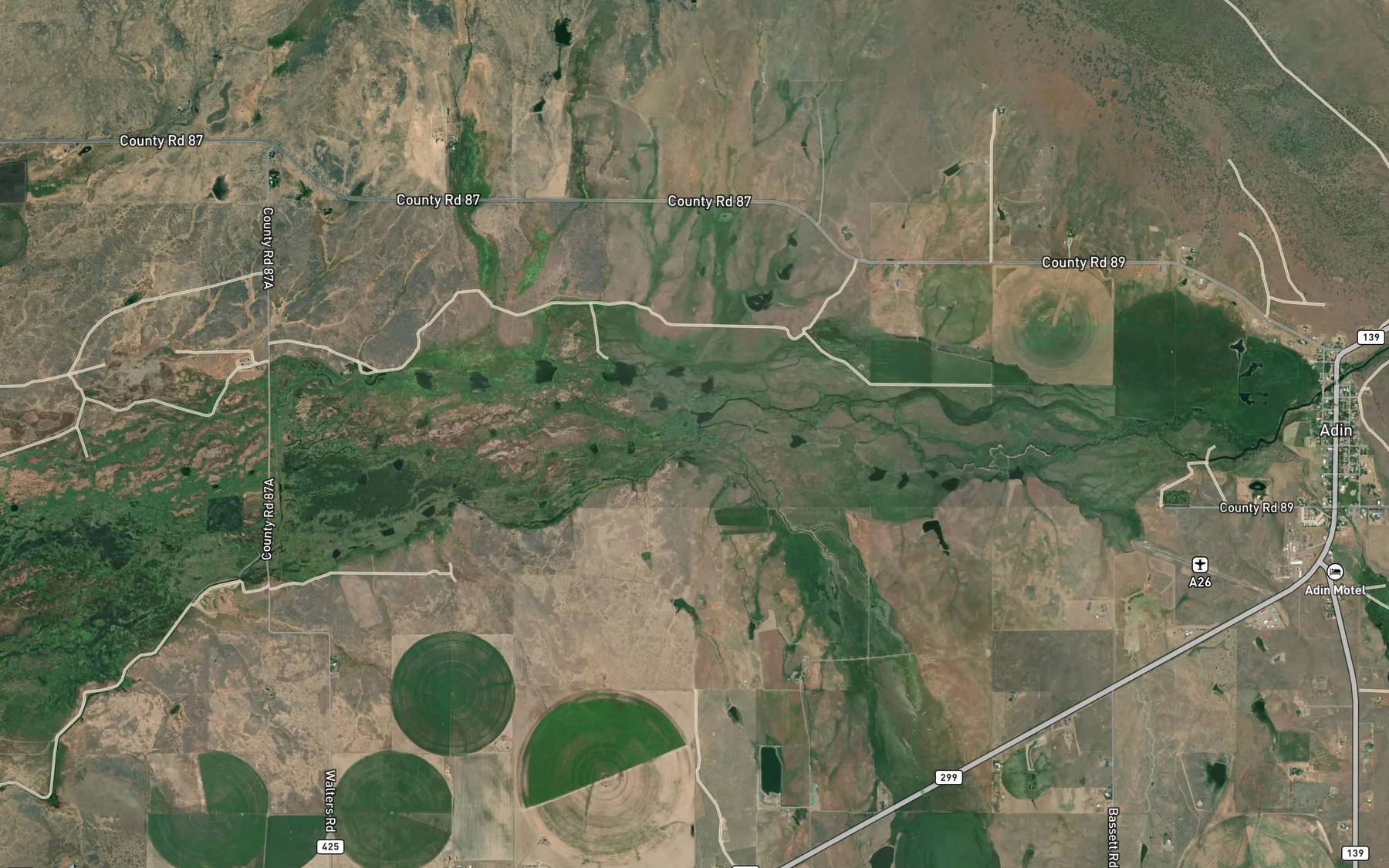 Satellite map of the Willow Creek