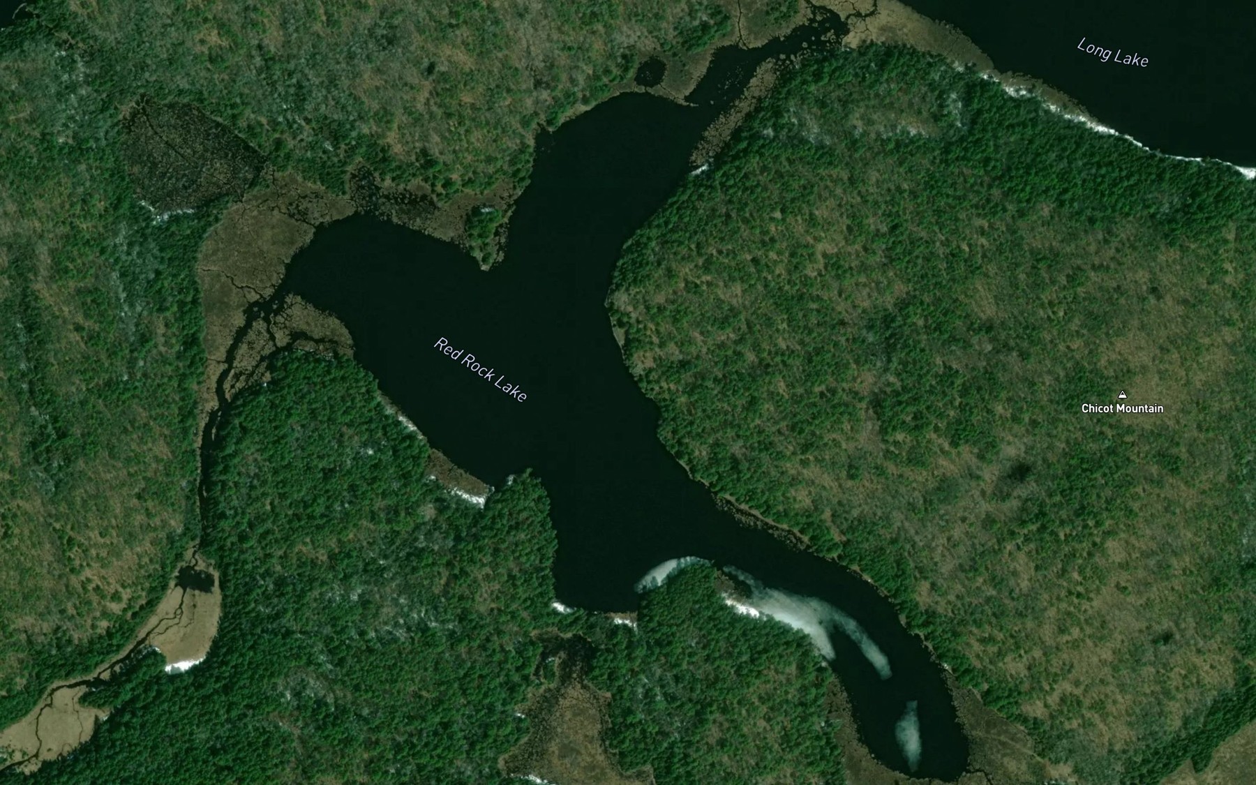 Satellite map of the Red Rock Lake