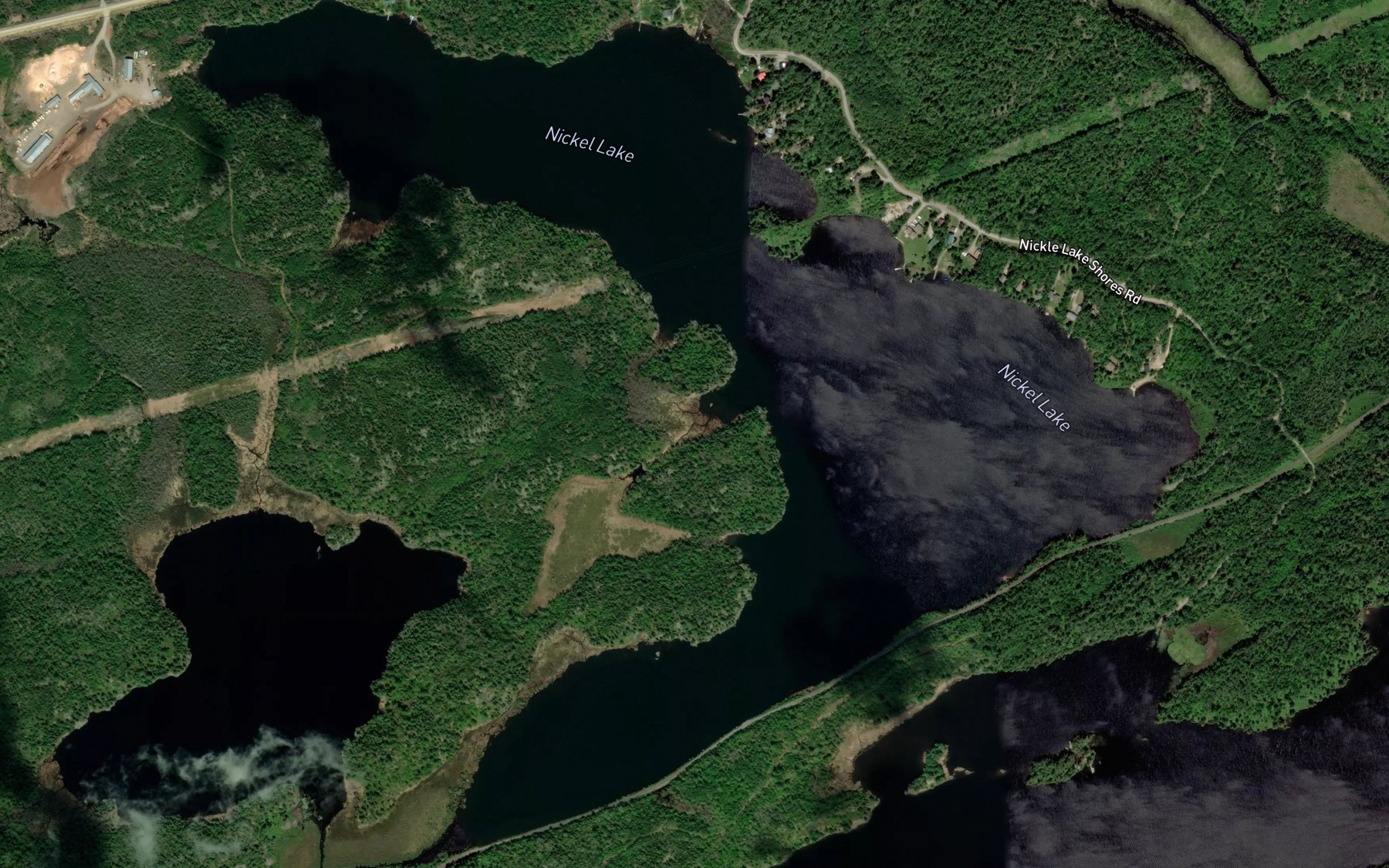 Satellite map of the Nickel Lake