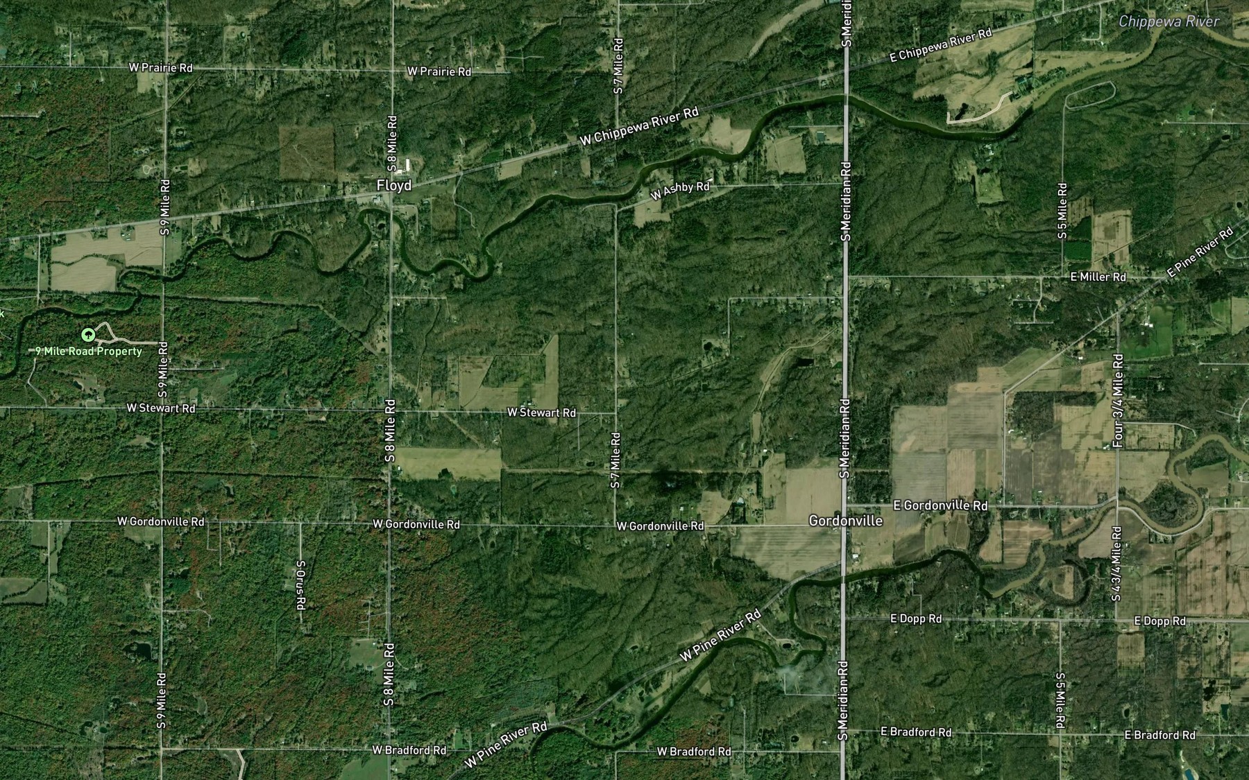 Satellite map of the Huber Drain