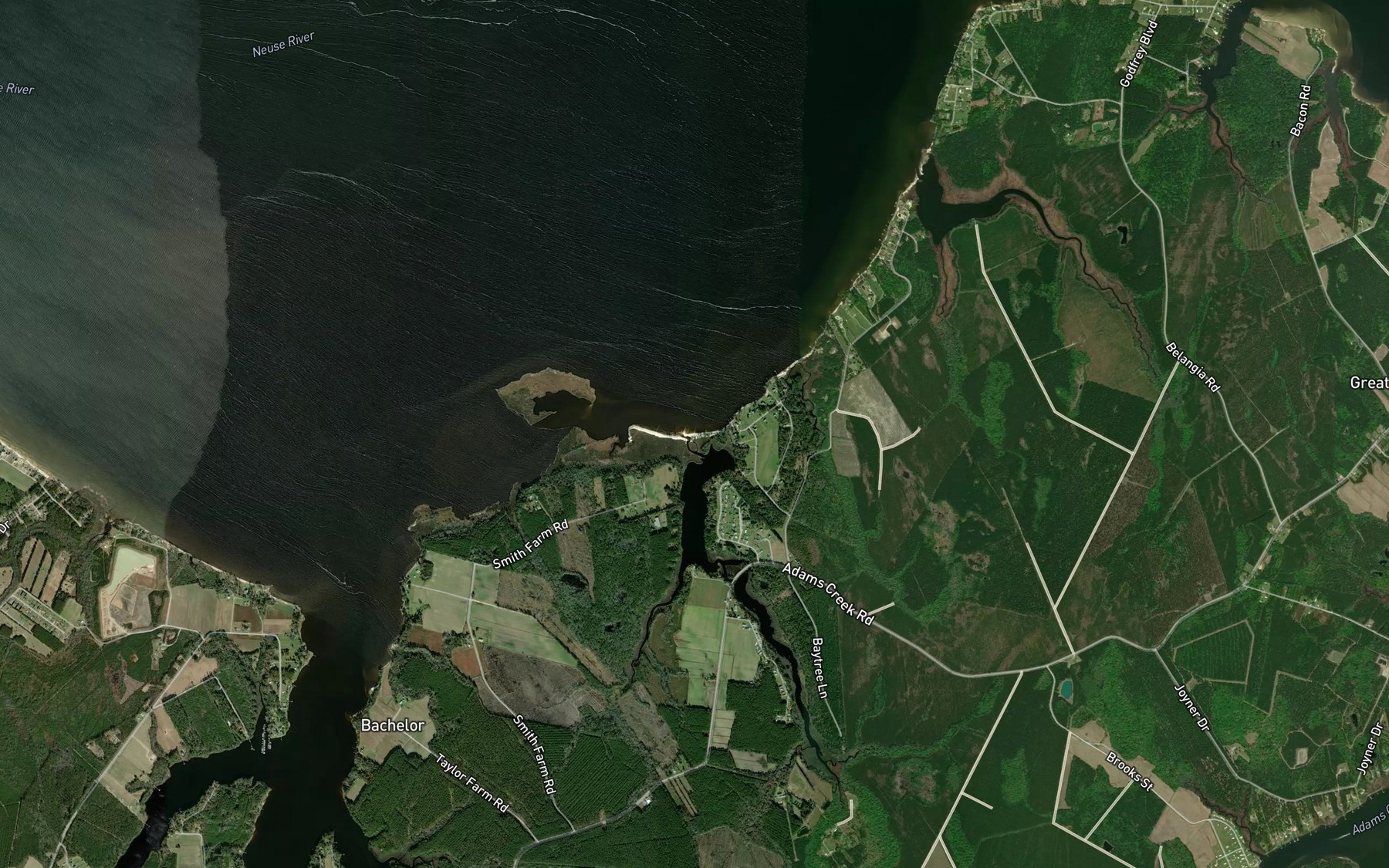 Satellite map of the Long Creek
