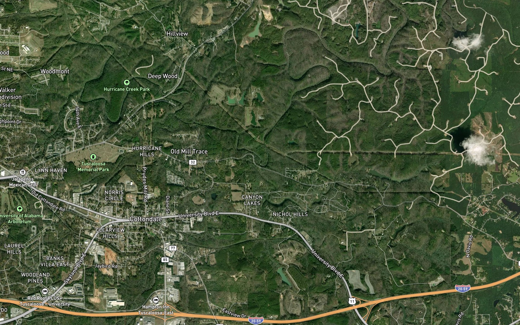 Satellite map of the Bee Branch