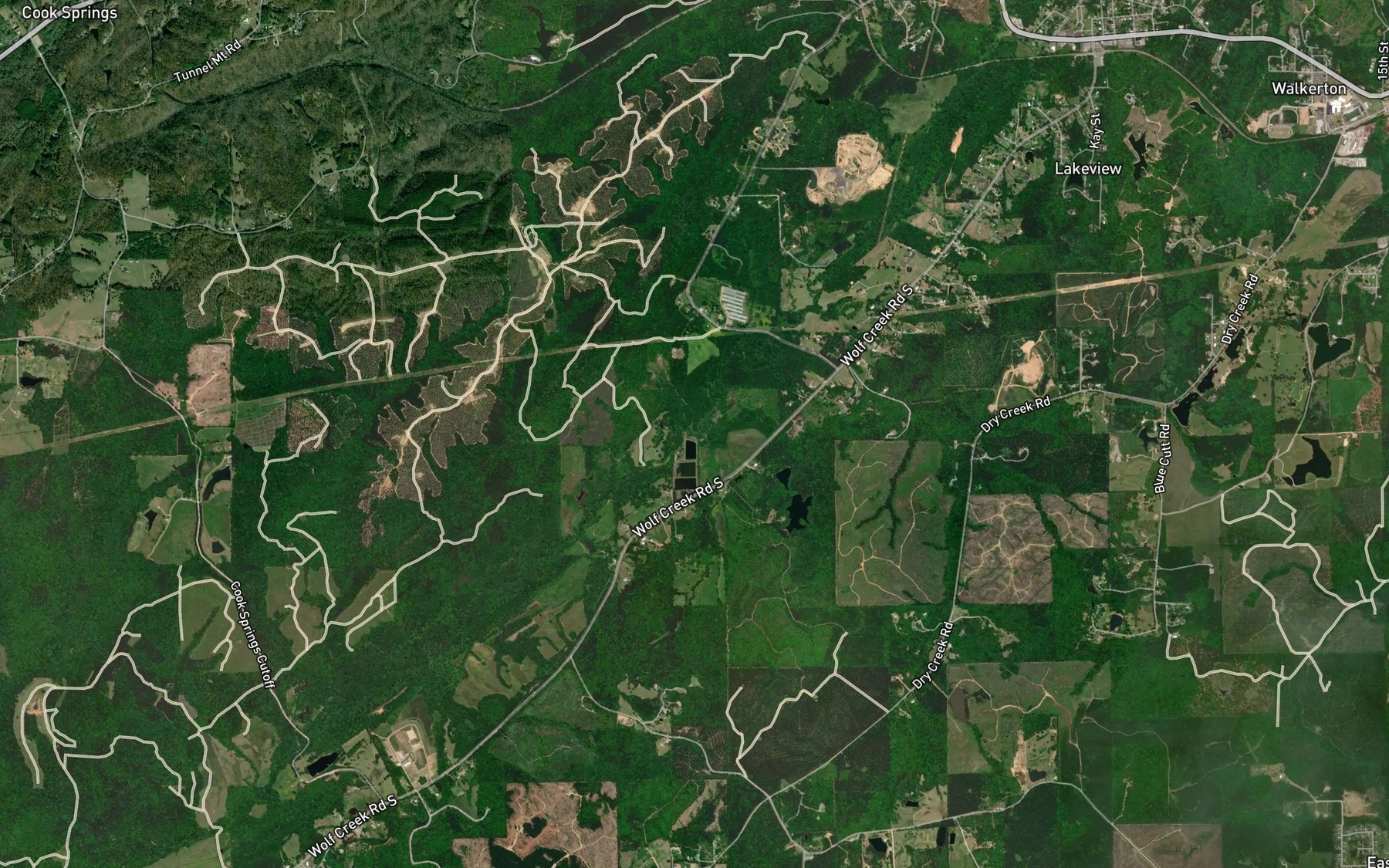 Satellite map of the Rock Branch