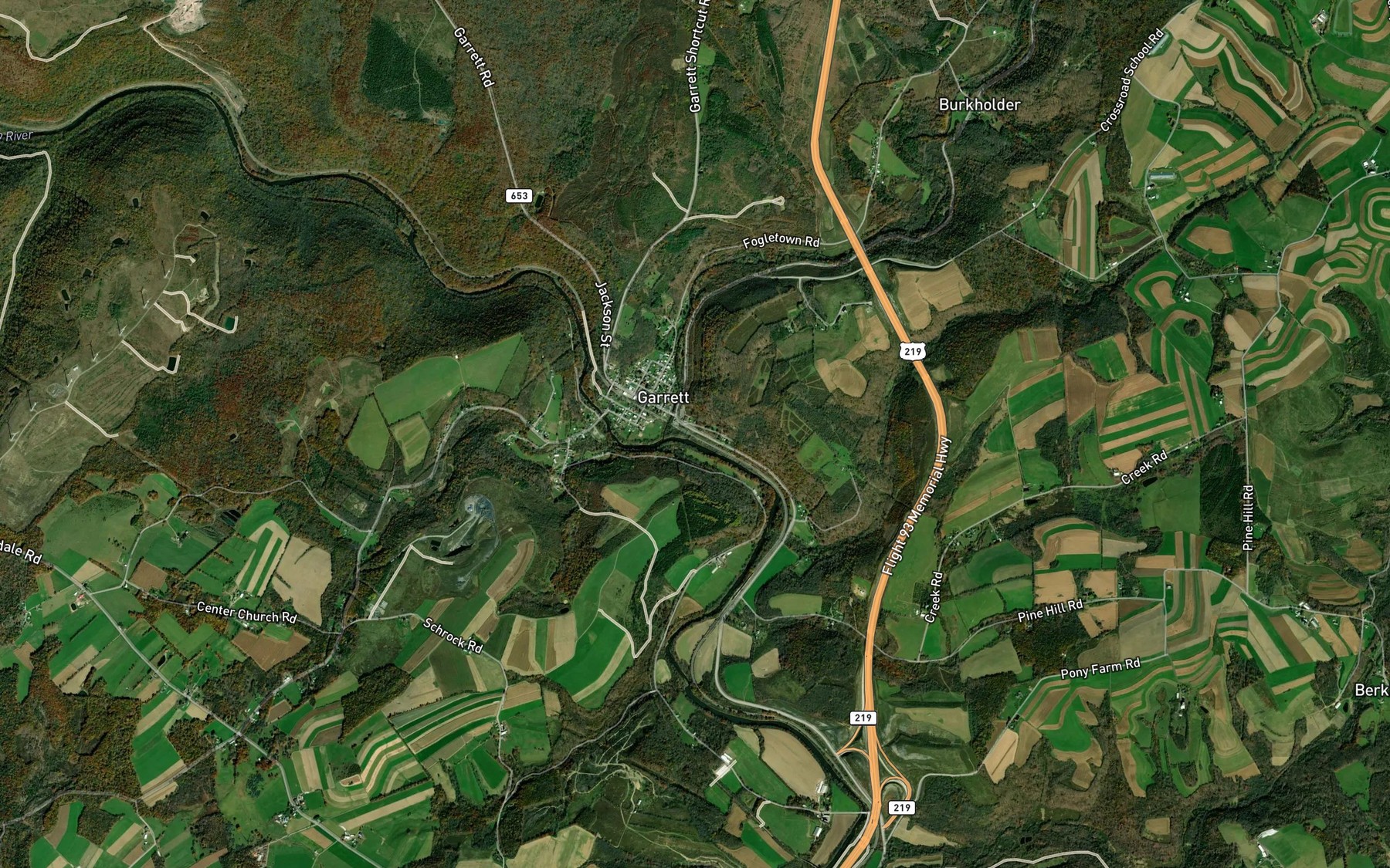 Satellite map of the Buffalo Creek