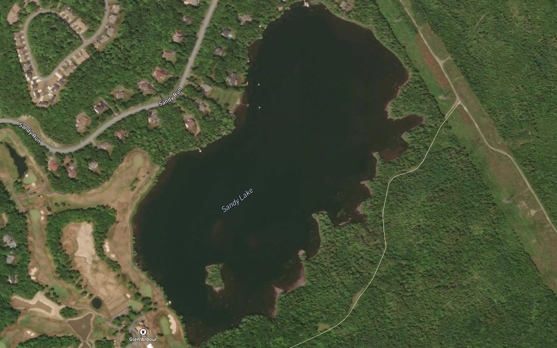 Satellite map of the Sandy Lake