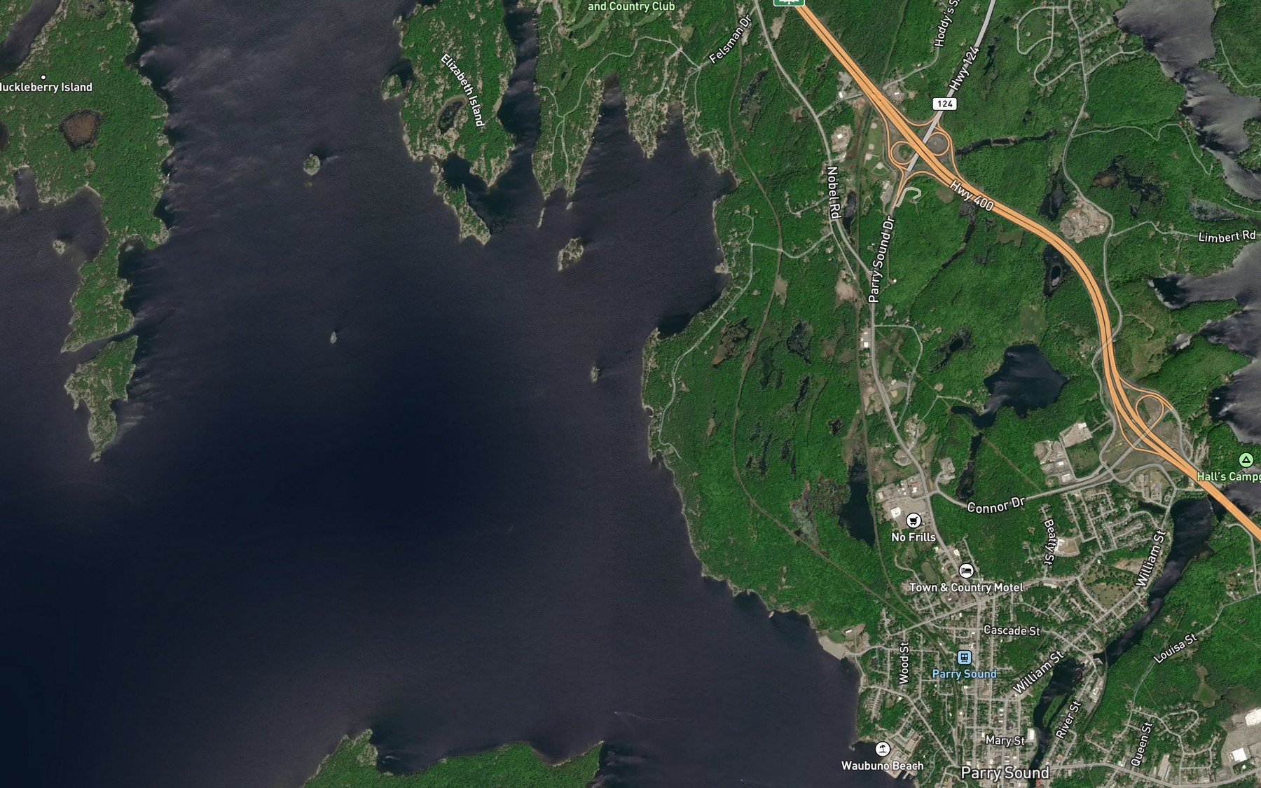 Satellite map of the Bowers Bay