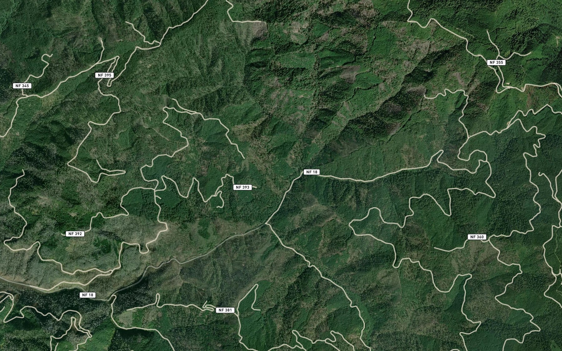 Satellite map of the Platt Creek