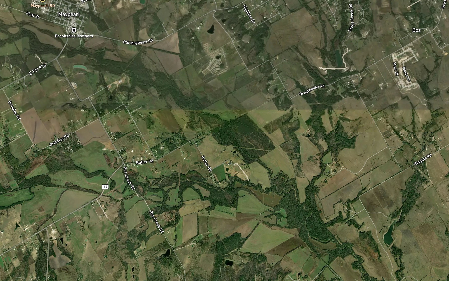 Satellite map of the Oak Branch