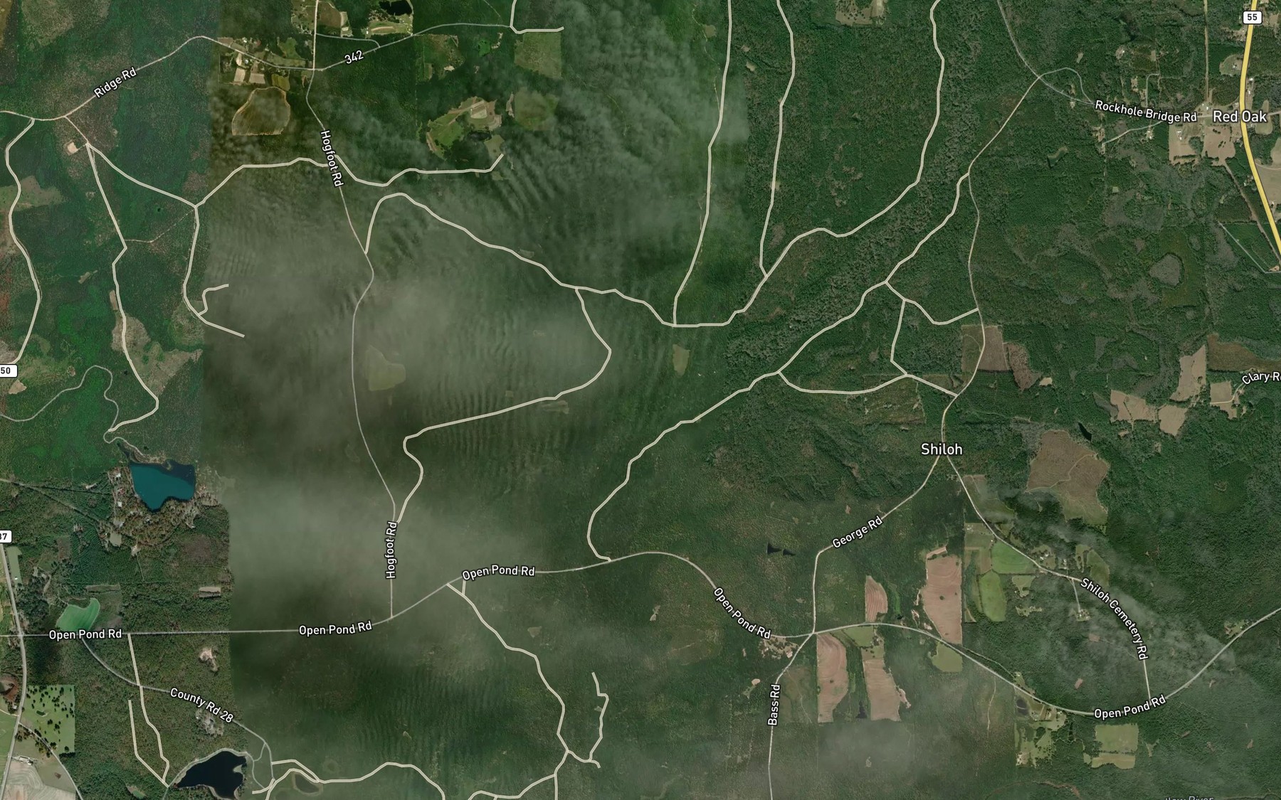 Satellite map of the Hog Foot Creek