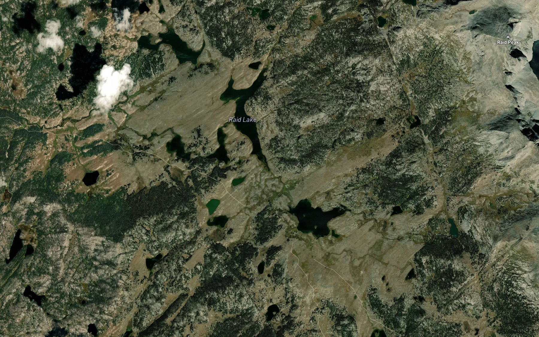 Satellite map of the Raid Creek