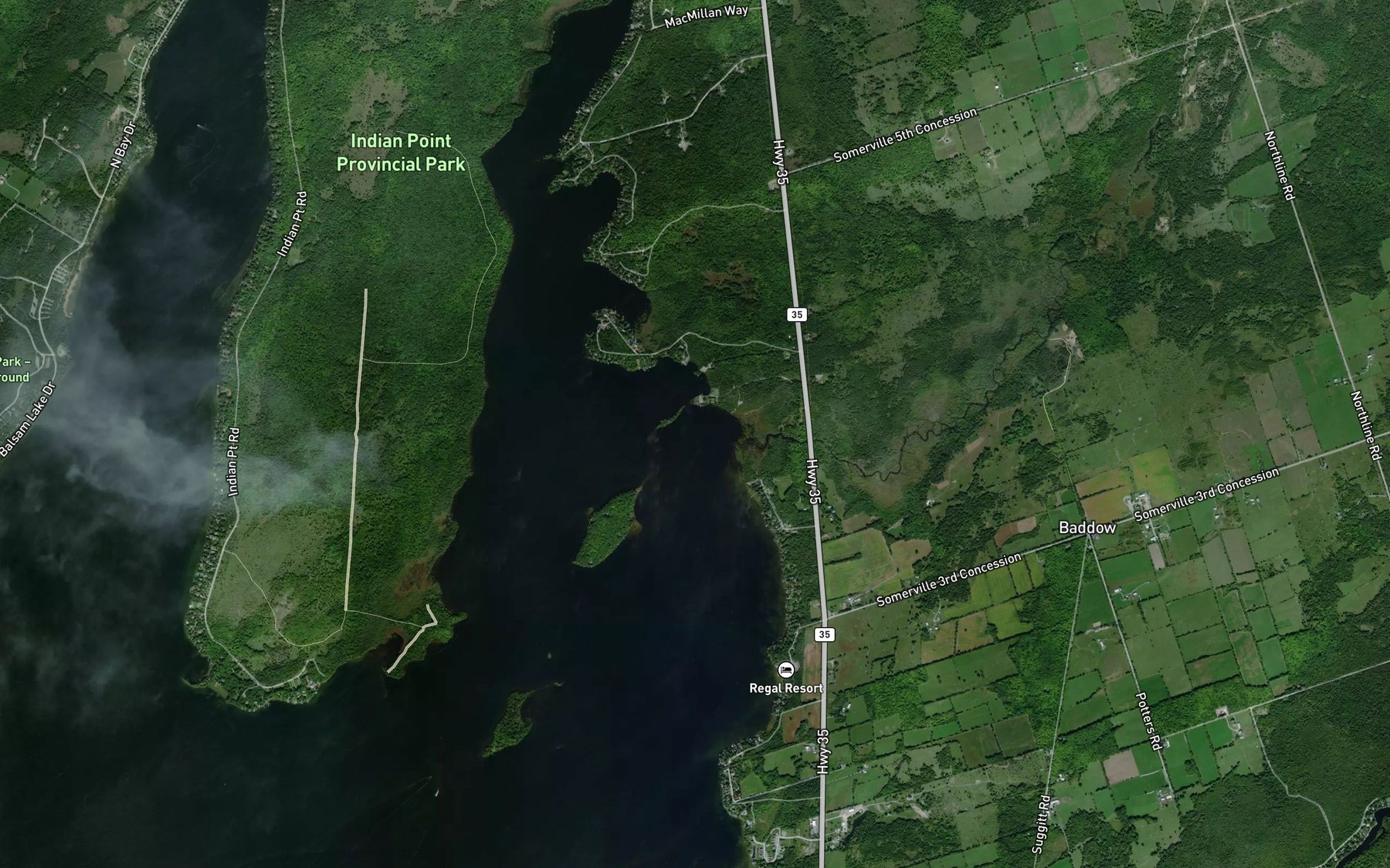 Satellite map of the Corben Creek