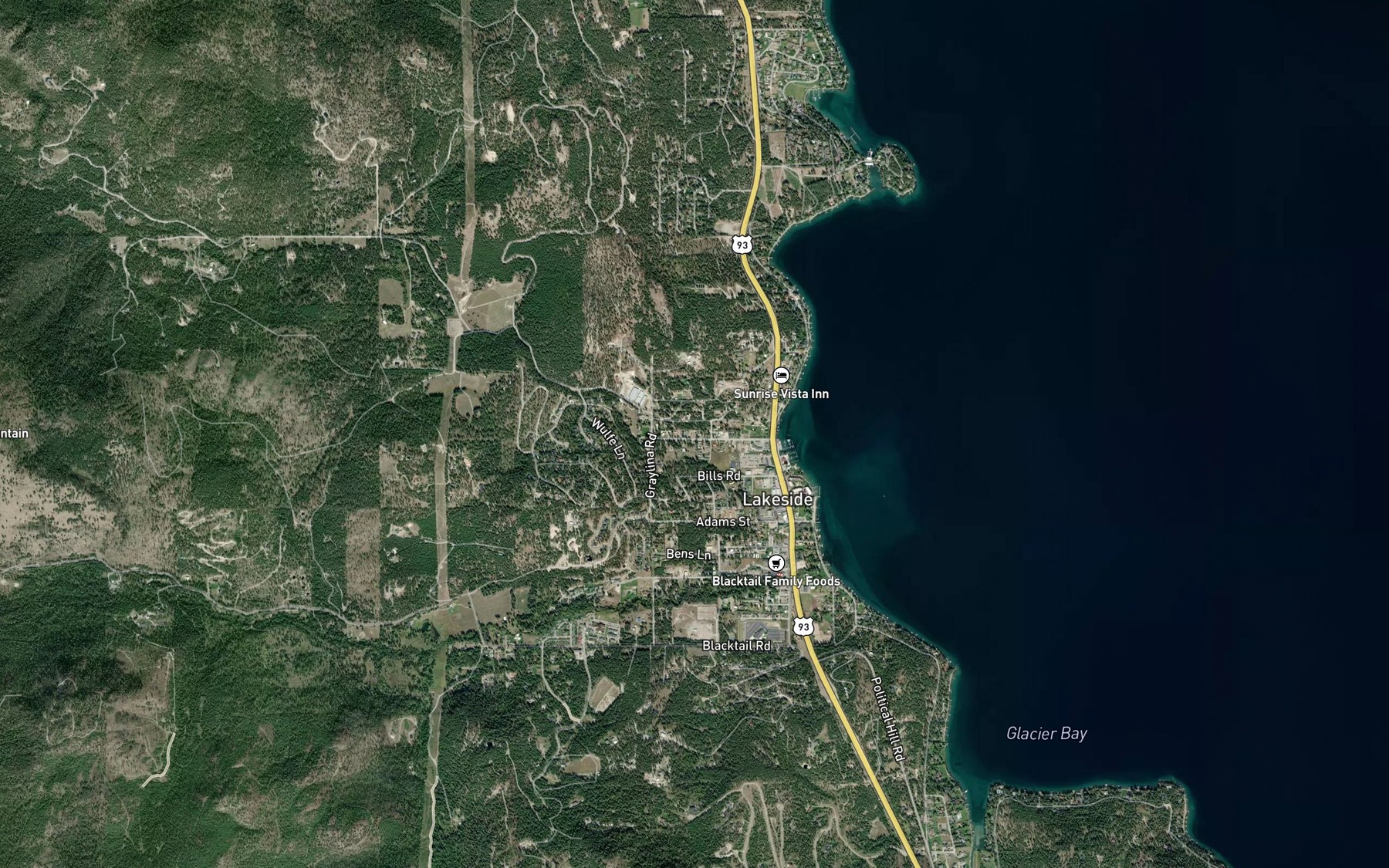 Satellite map of the Bierney Creek
