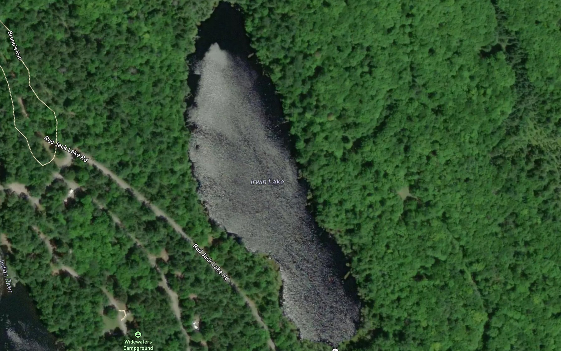 Satellite map of the Irwin Lake