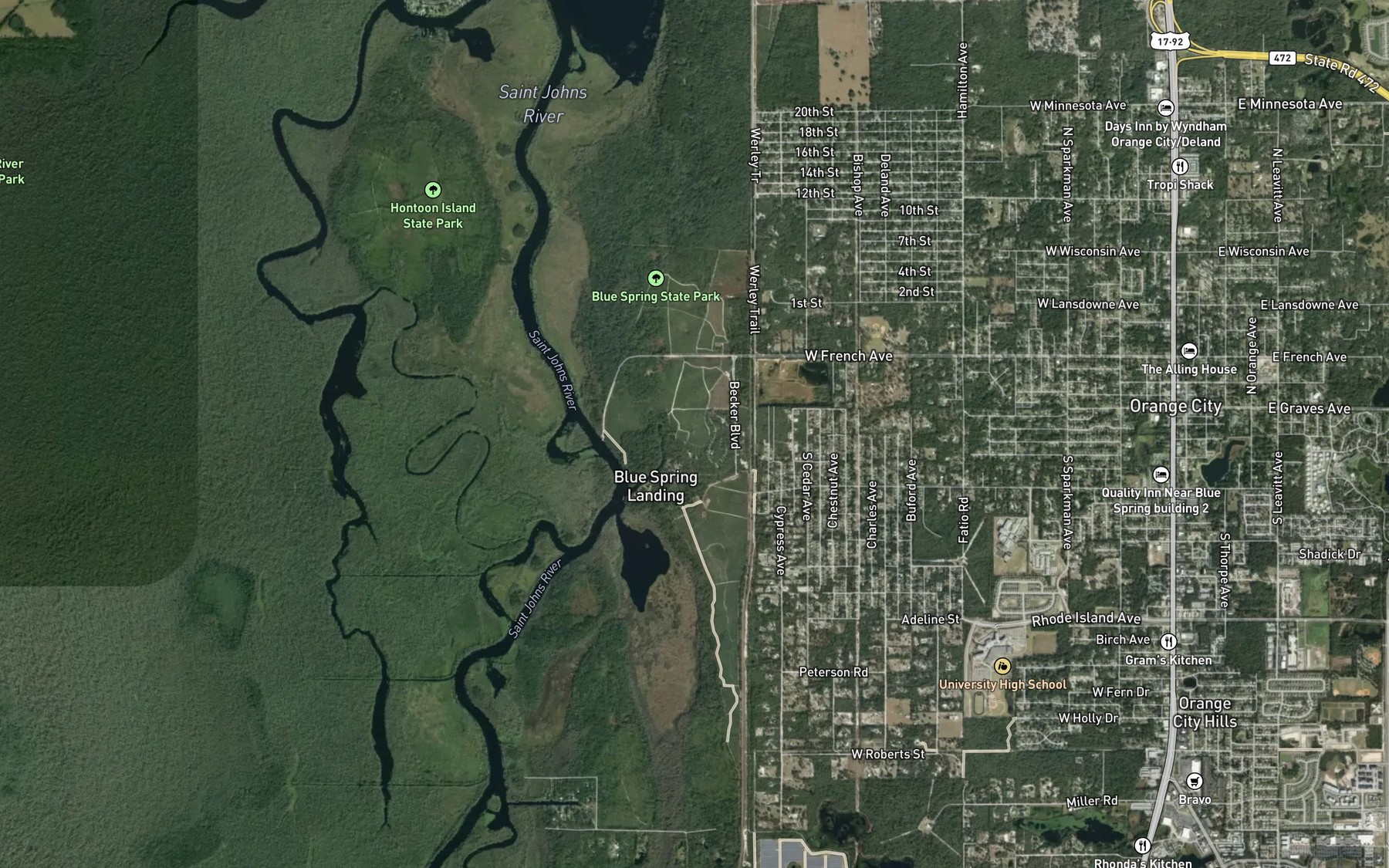 Satellite map of the Blue Springs