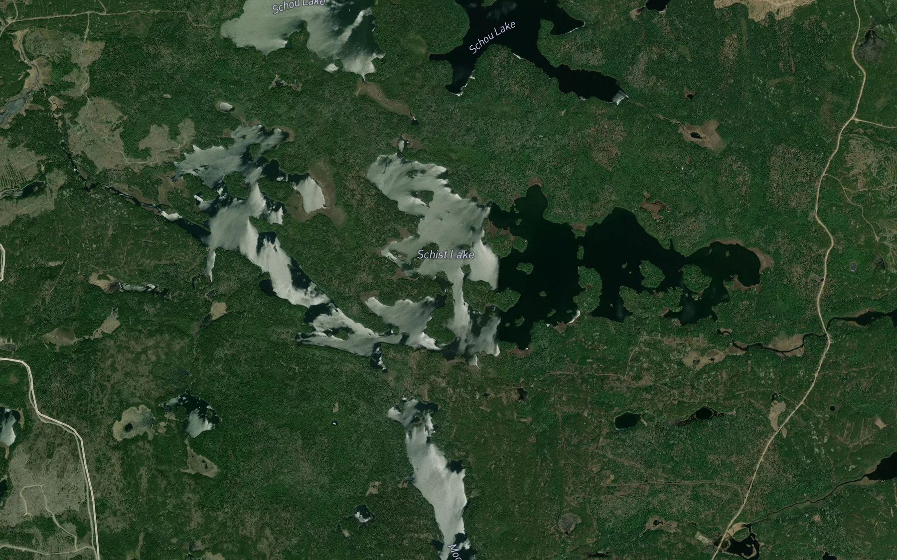 Satellite map of the Schist Lake