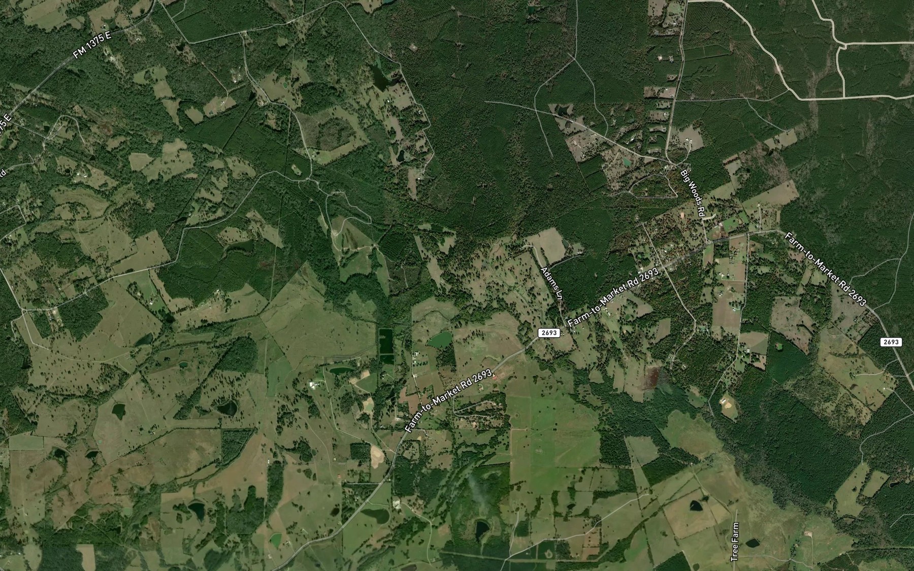 Satellite map of the Pea Creek