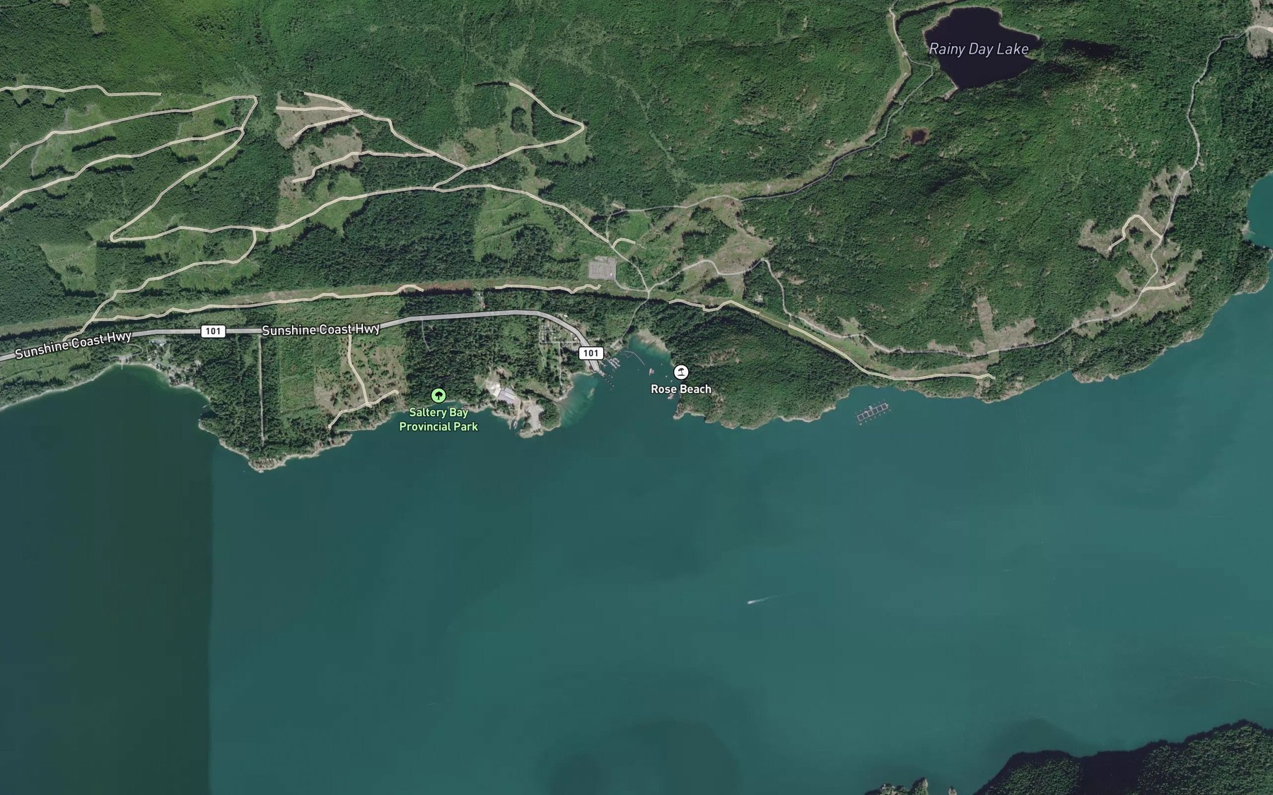 Satellite map of the Saltery Bay
