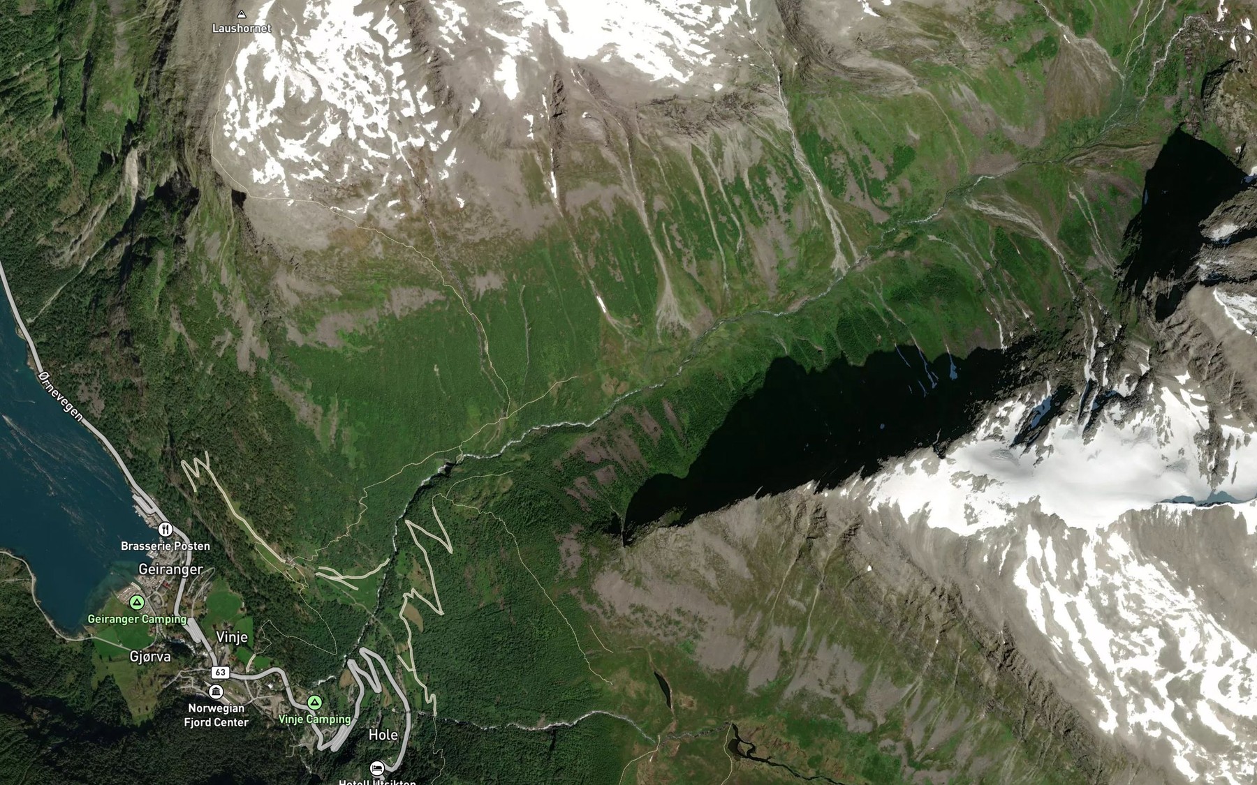 Satellite map of the Vesteraselva