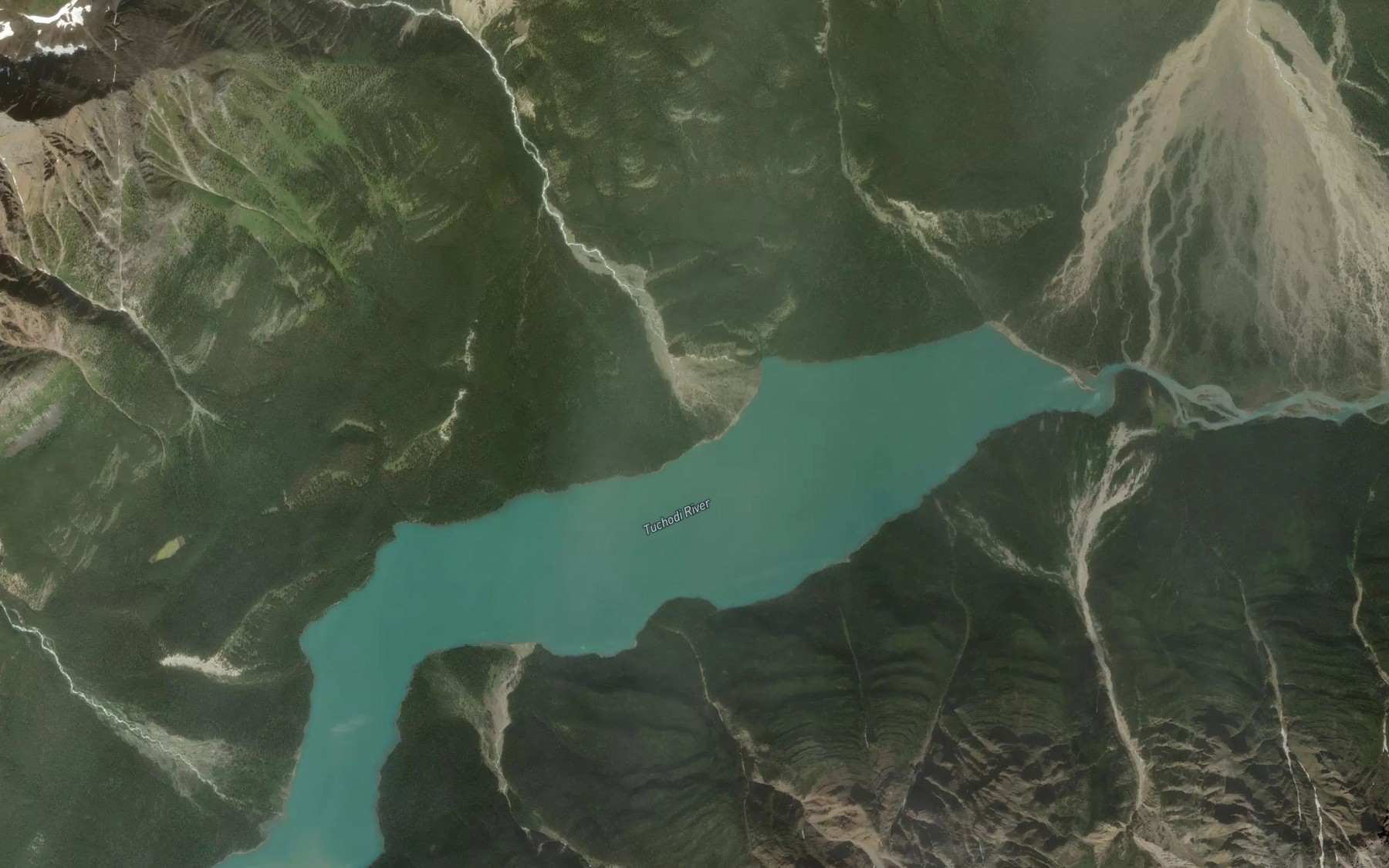 Satellite map of the Tuchodi Lakes