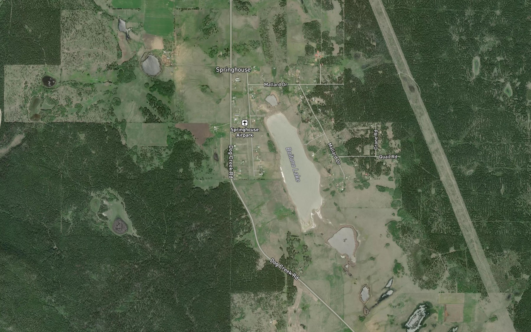 Satellite map of the Charlemagne Creek