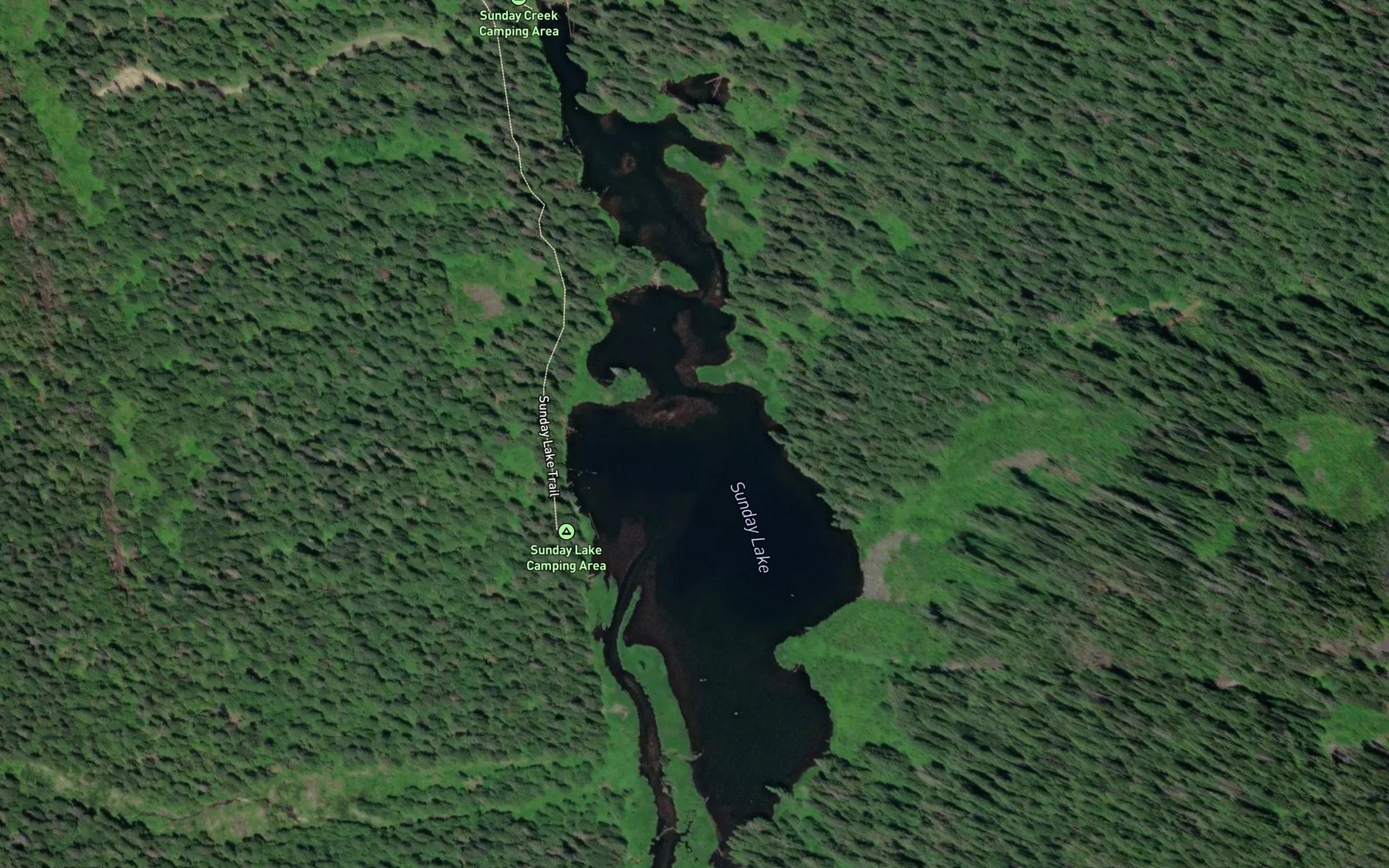 Satellite map of the Sunday Lake