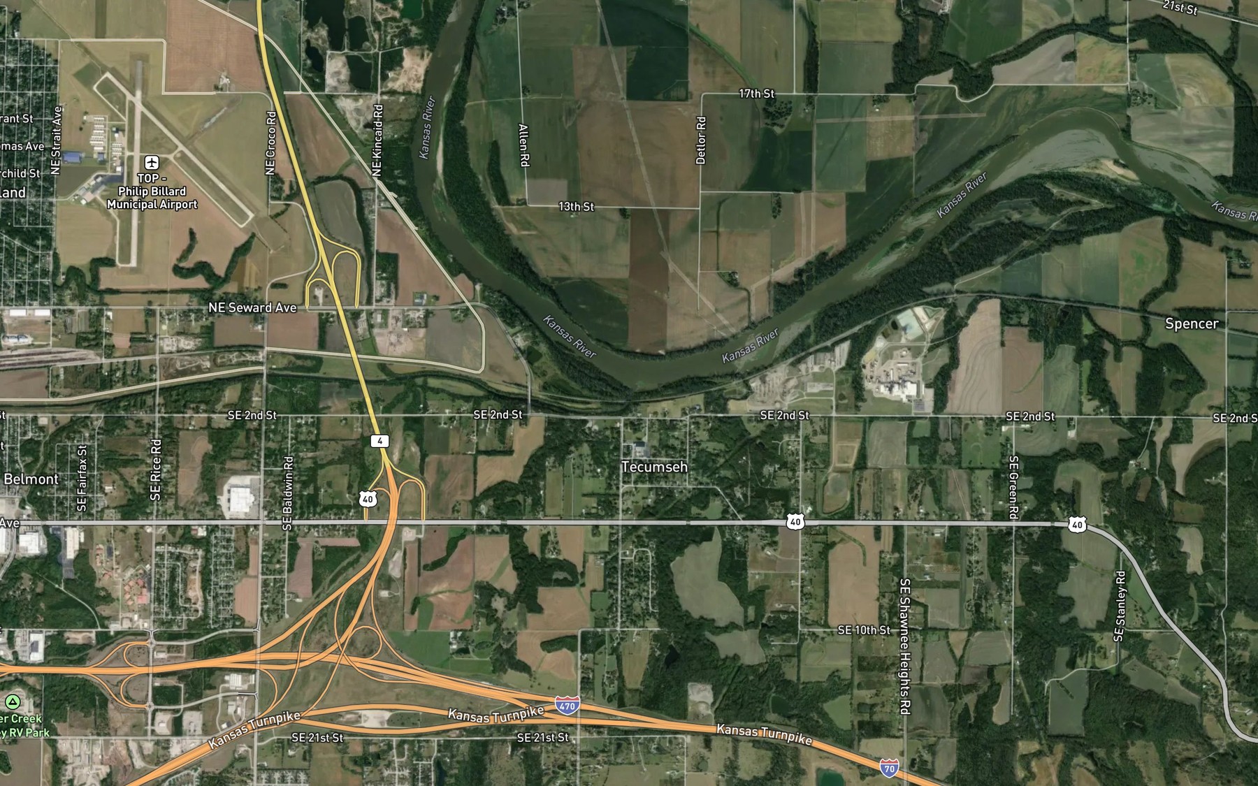 Satellite map of the Shunganunga Creek