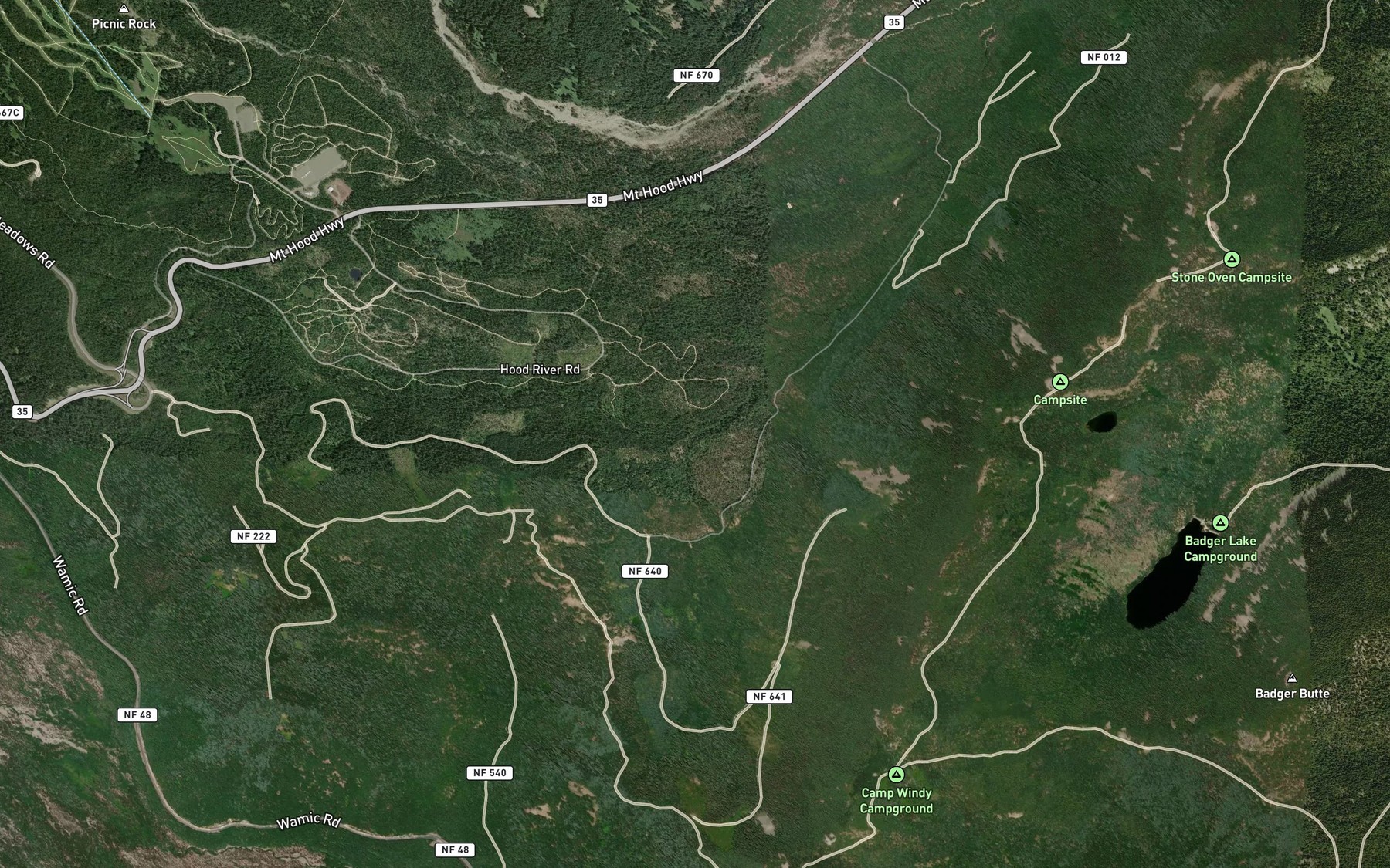 Satellite map of the Pocket Creek