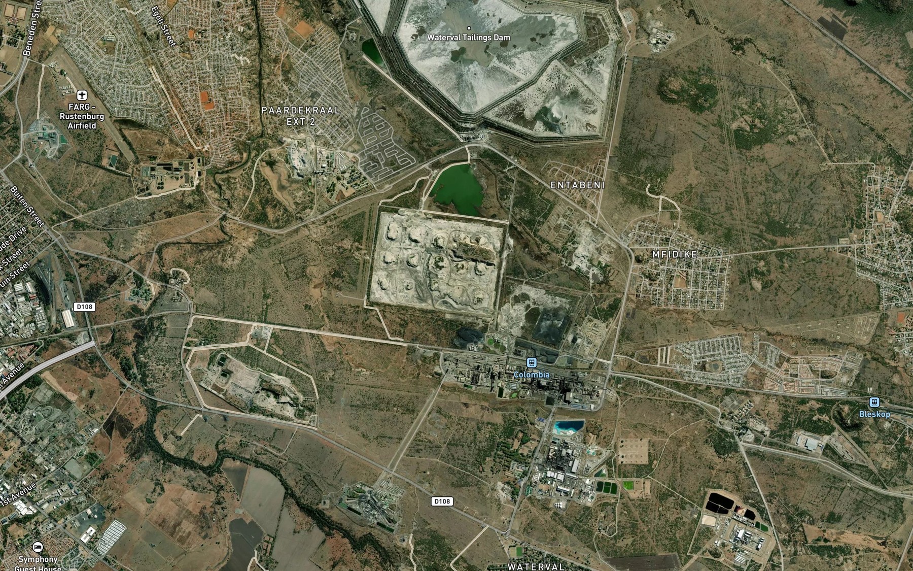 Satellite map of the Slimes Dam