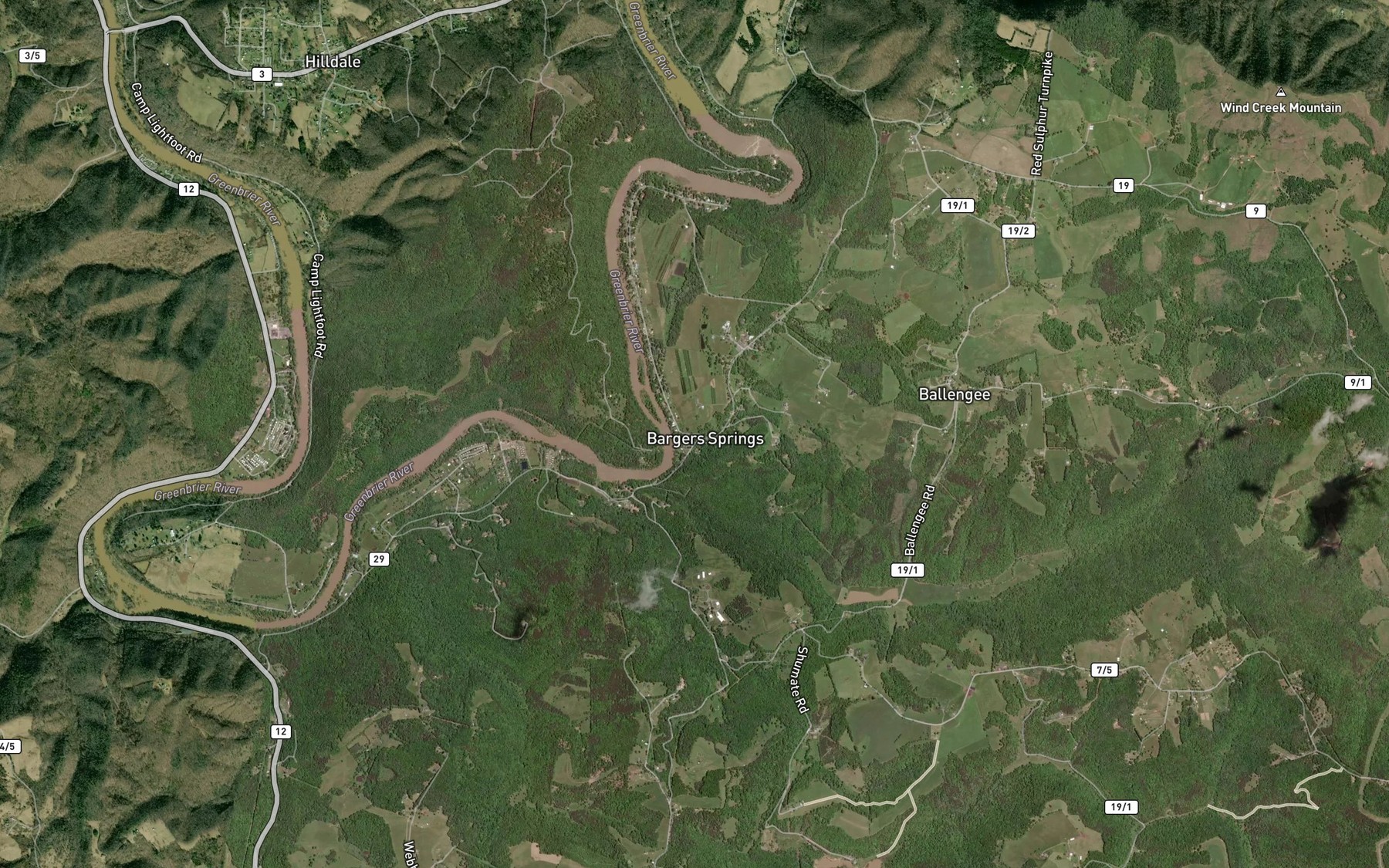Satellite map of the Bargers Spring