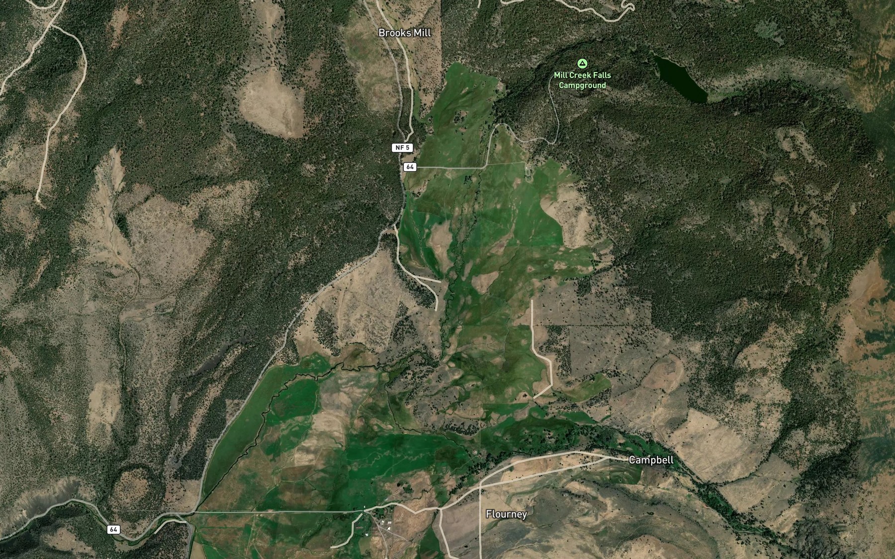 Satellite map of the Soup Creek