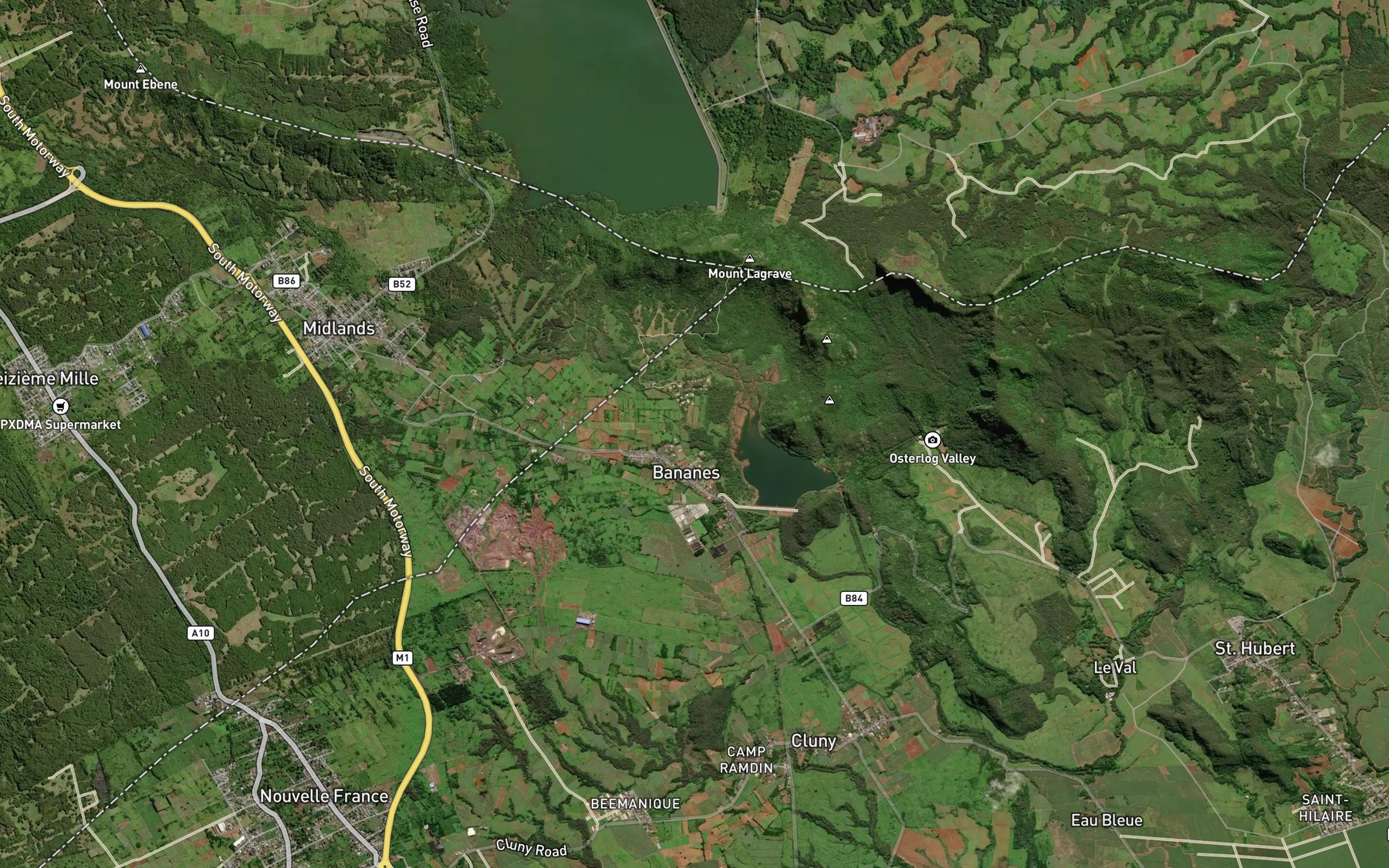 Satellite map of the Eau Bleue Reservoir