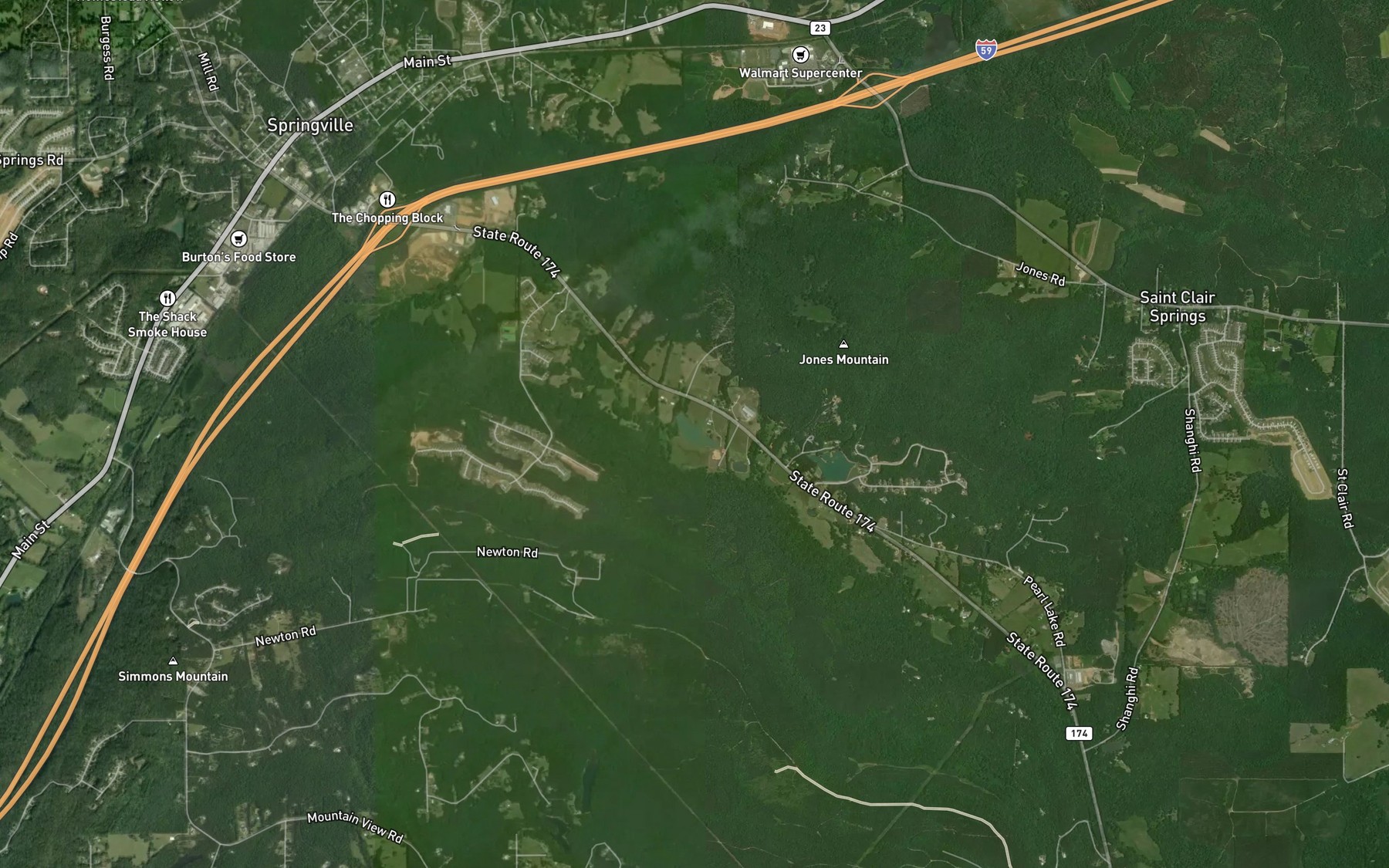 Satellite map of the Burch Lake