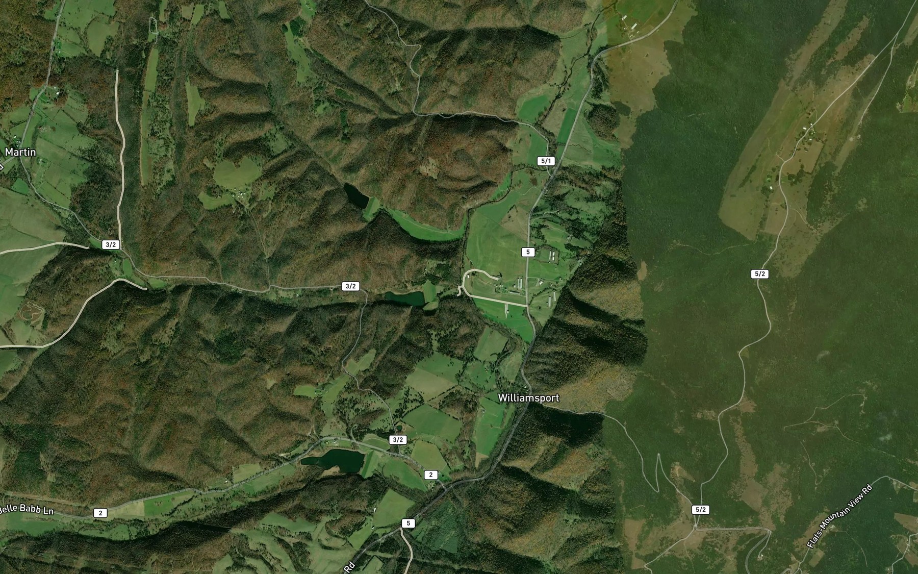 Satellite map of the Thorn Run