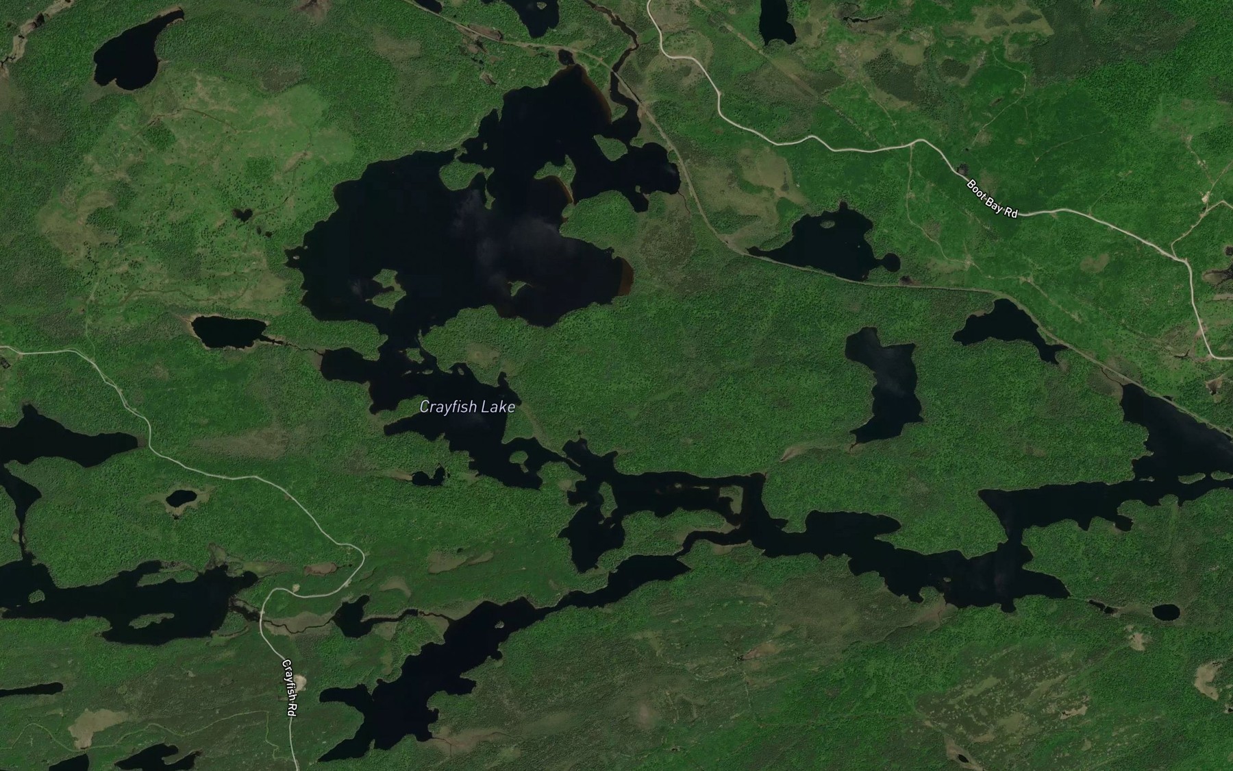 Satellite map of the Crayfish Lake