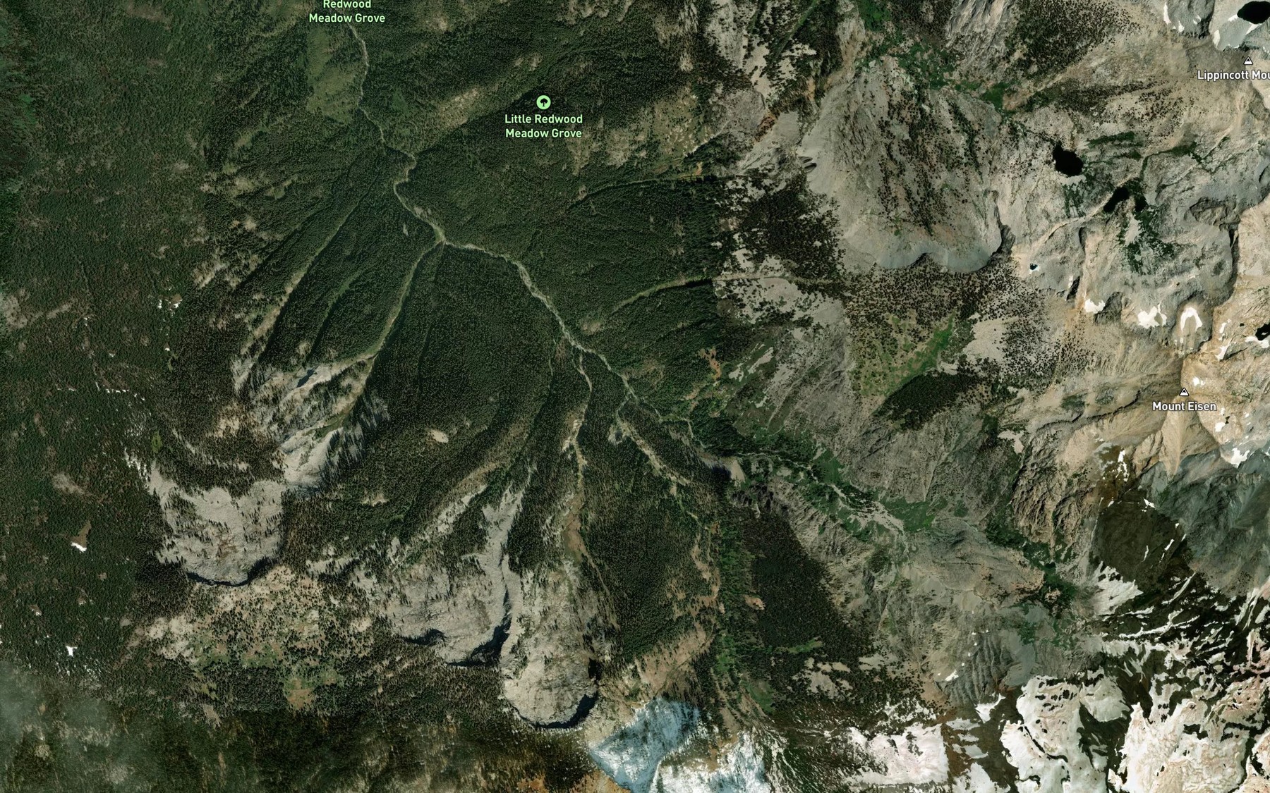 Satellite map of the Timber Gap Creek
