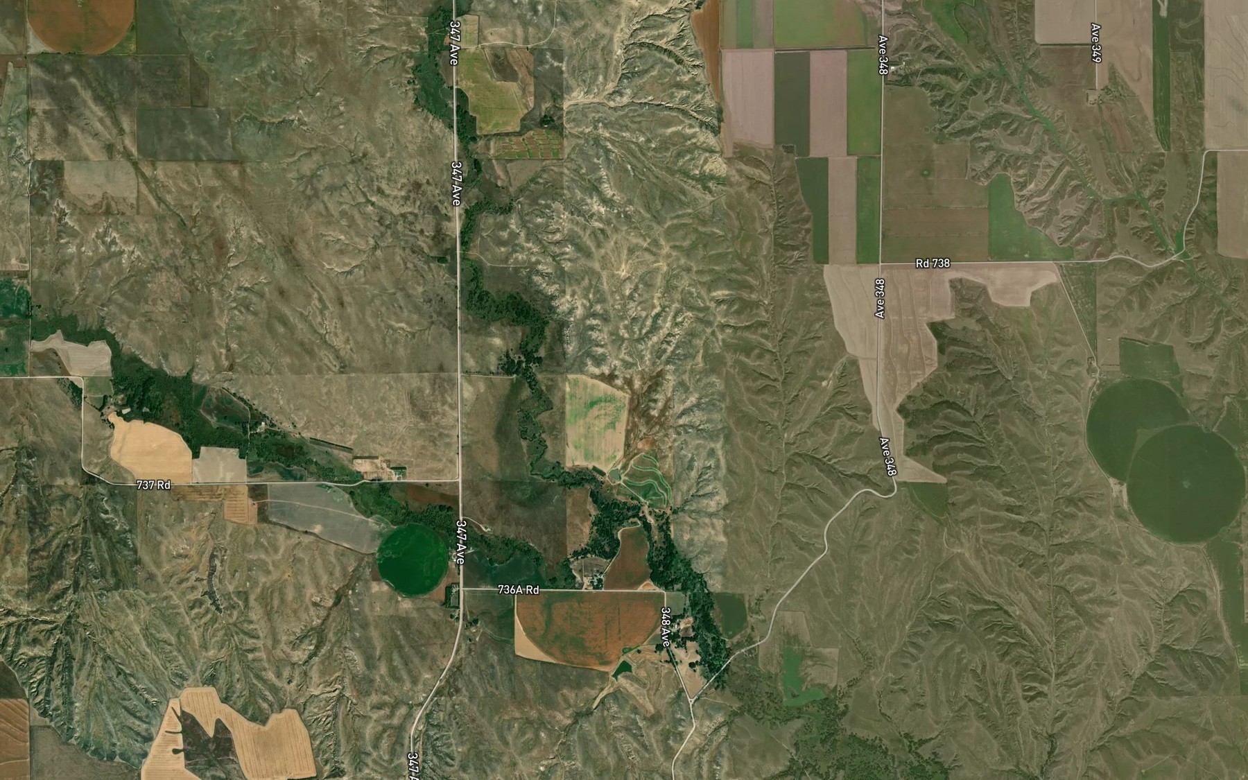 Satellite map of the Stinking Water Creek