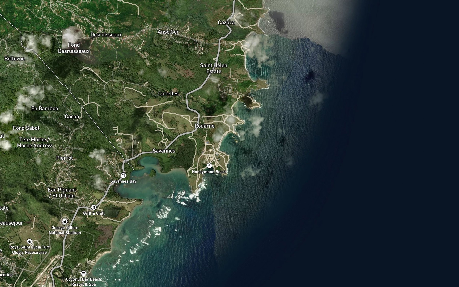 Satellite map of the Anse L'Islet
