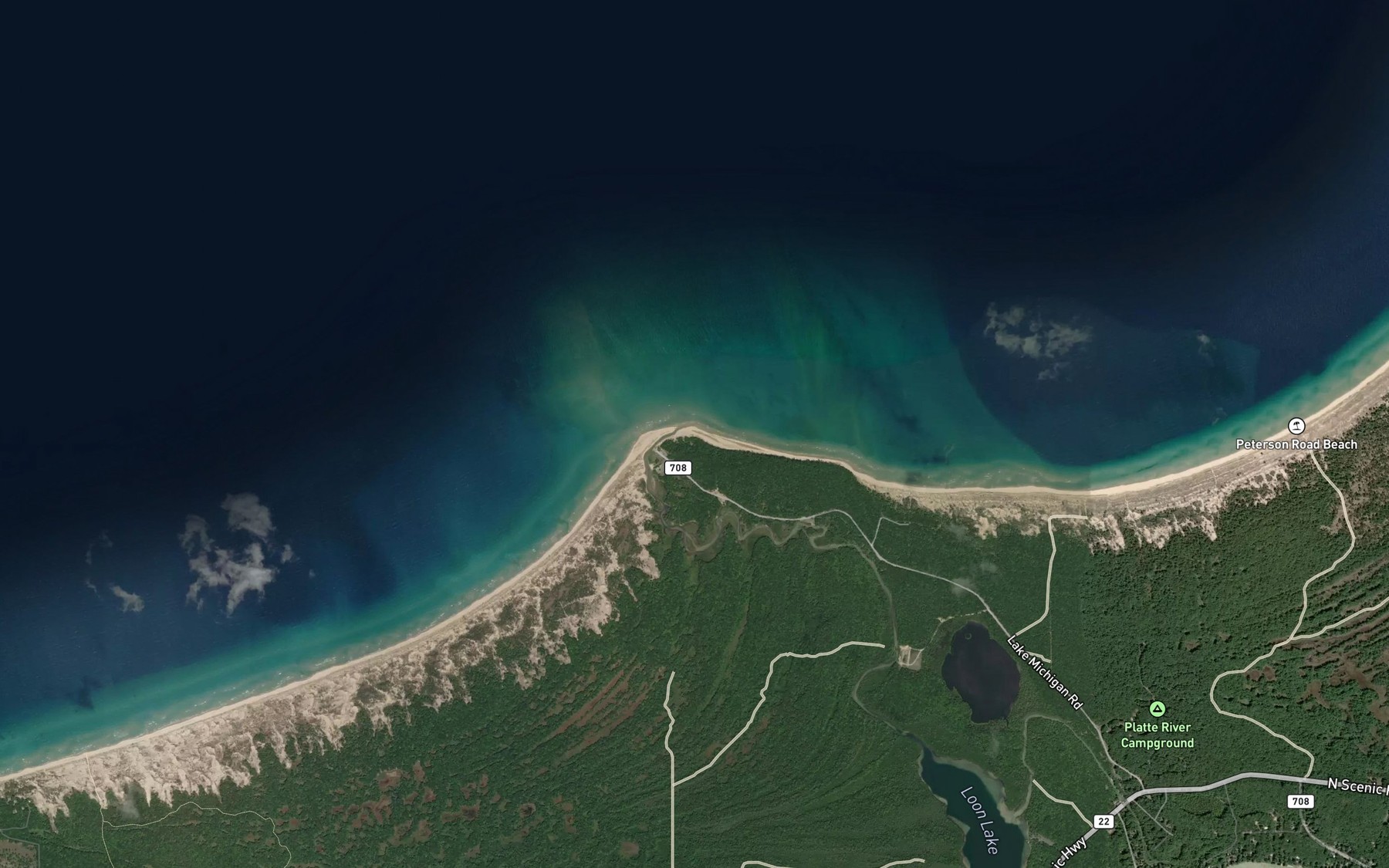 Satellite map of the Platte River