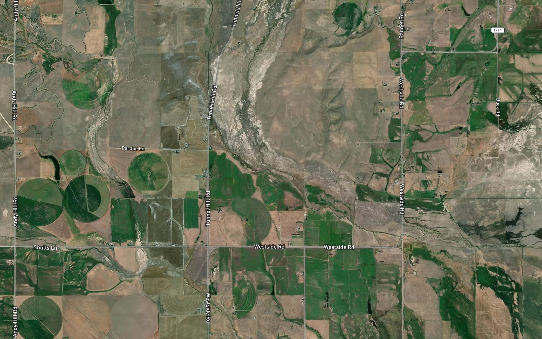 Satellite map of the Muddy Creek