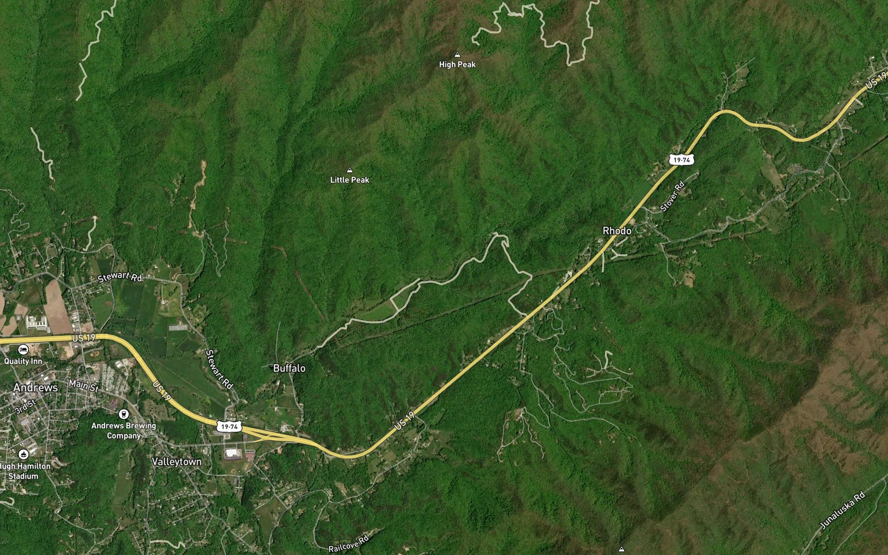 Satellite map of the Puncheon Branch