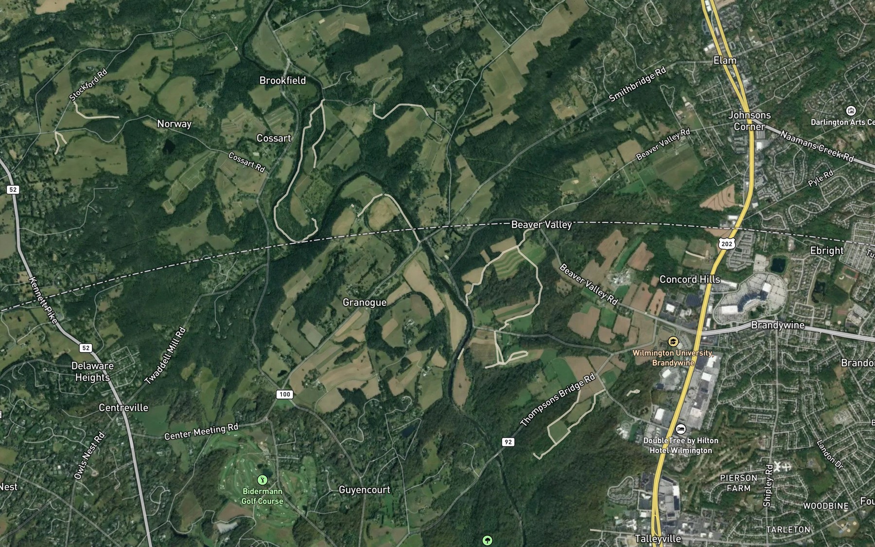 Satellite map of the Beaver Creek