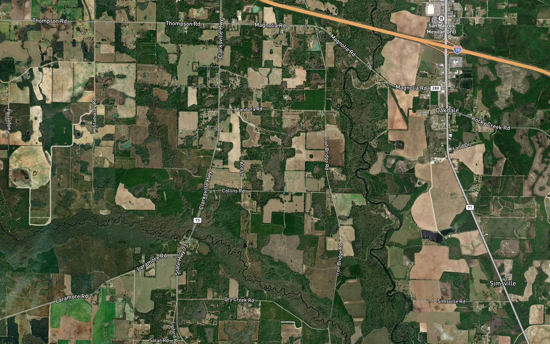 Satellite map of the Bellamy Pond