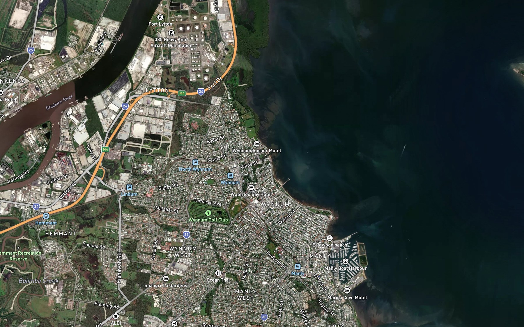 Satellite map of the Wynnum Creek