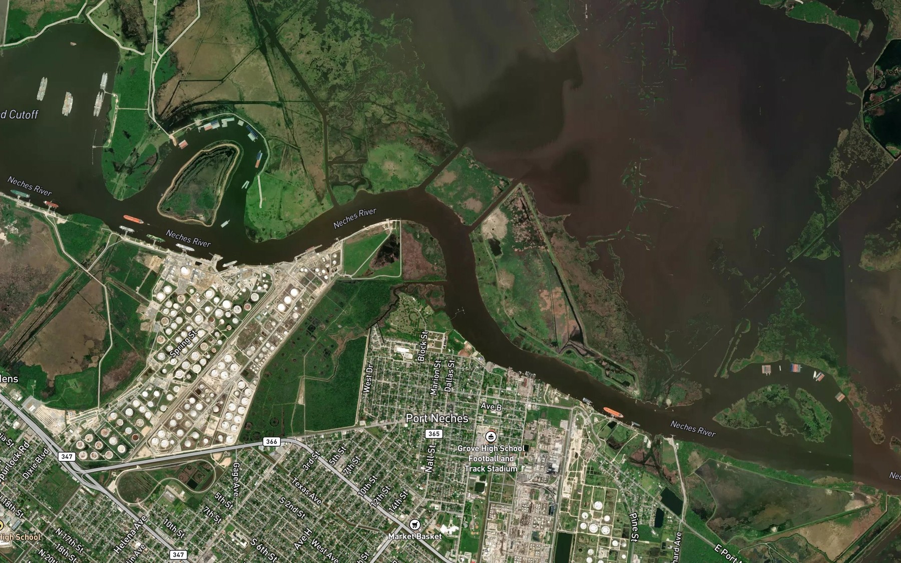 Satellite map of the Block Bayou